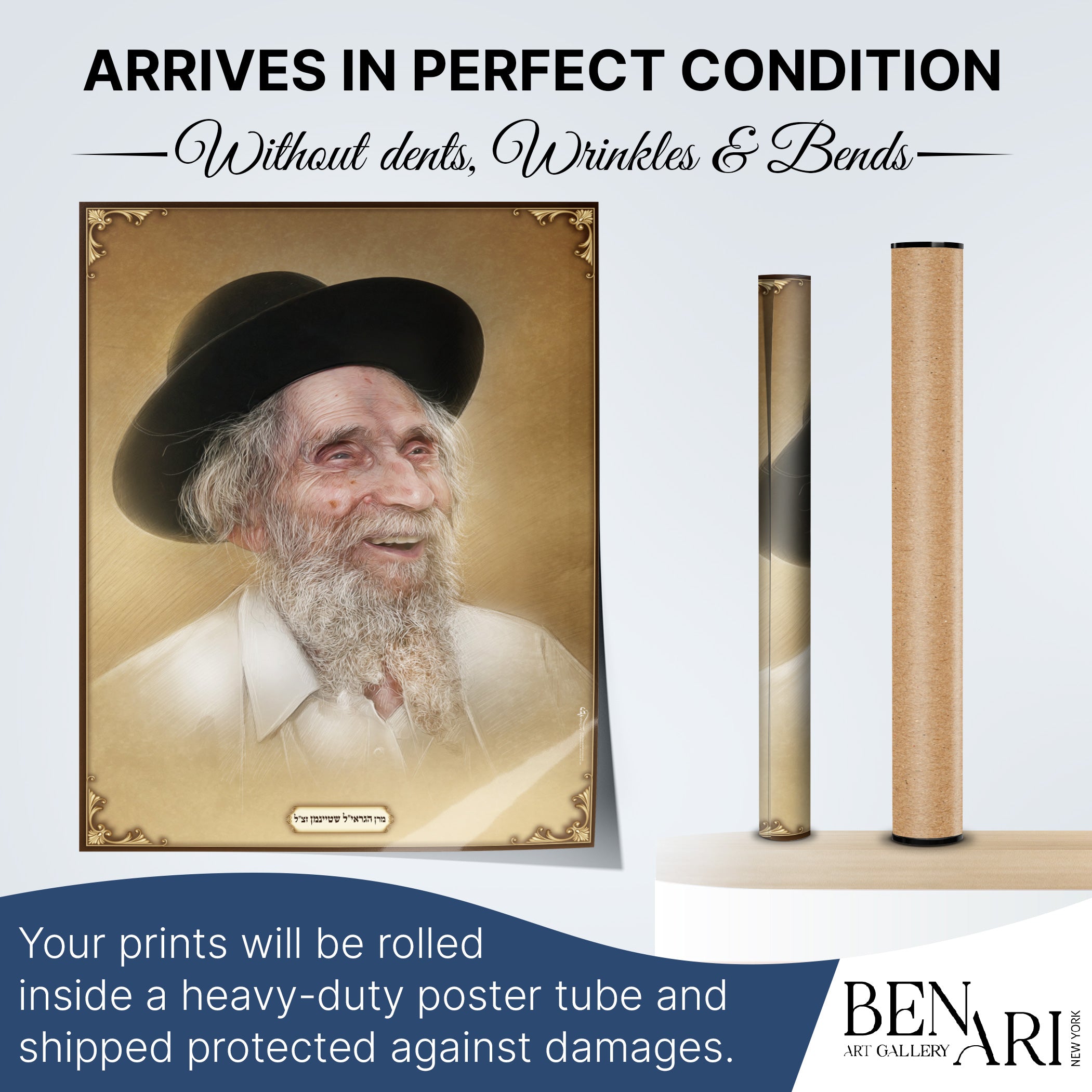 Portrait of Rav Aharon Yehuda Leib Shteinman, depicting his wisdom, ideal for Sukkah decoration, capturing the spirit of Jewish scholarship.