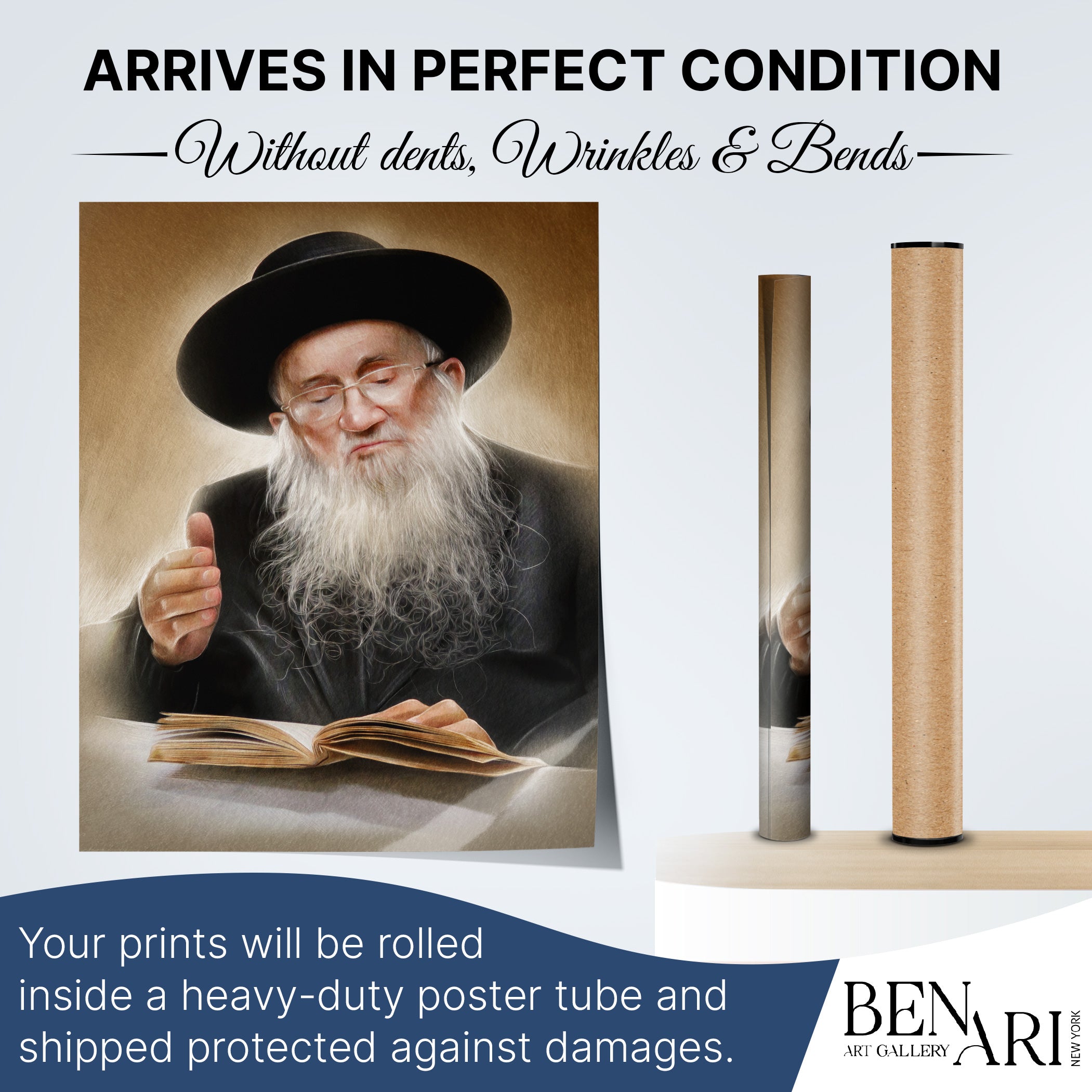 Rabbi Dov Yaffe Portrait - Artistic Tribute for Sukkot: A bearded man with a hat reading a book, ideal for Sukkah decoration.