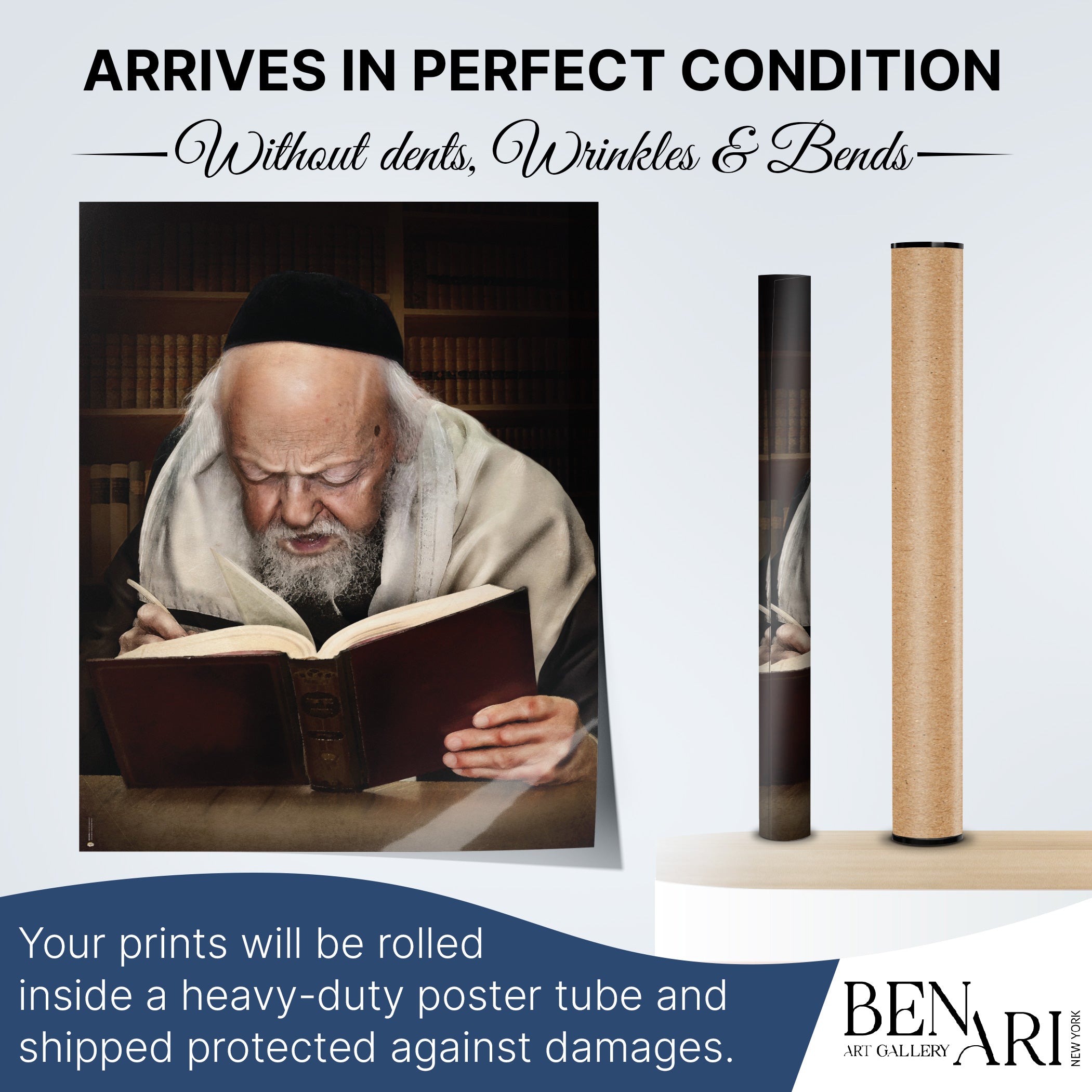 Rabbi Eliashiv Torah Study Poster - Revered Scholar Artwork, depicting Rabbi Eliashiv deeply engaged in Torah study, enhancing your Sukkah with spiritual and artistic enrichment.