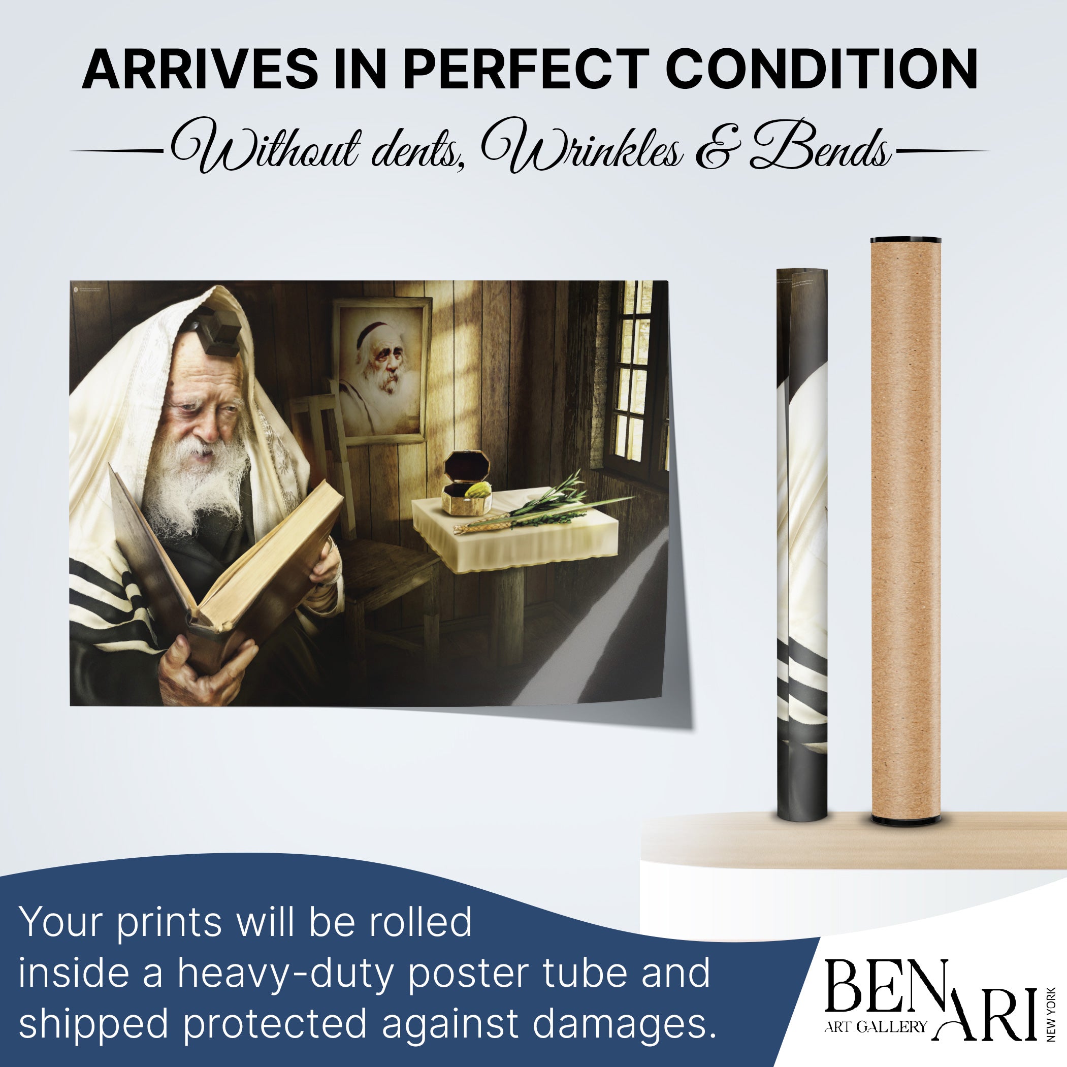 Rabbi Chaim Kanievsky – A Portrait of Wisdom for Sukkot, featuring the Rabbi reading, perfect for enriching your Sukkah decor with inspiration and tradition.