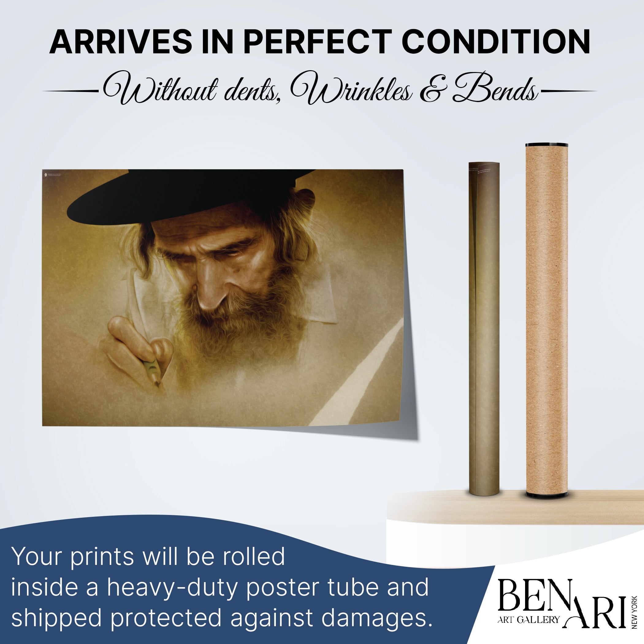 Rabbi Shteinman's Torah Dedication - Sukkot Portrait Poster depicts Rabbi Shteinman writing a Torah scroll, symbolizing his dedication to Jewish tradition and learning.