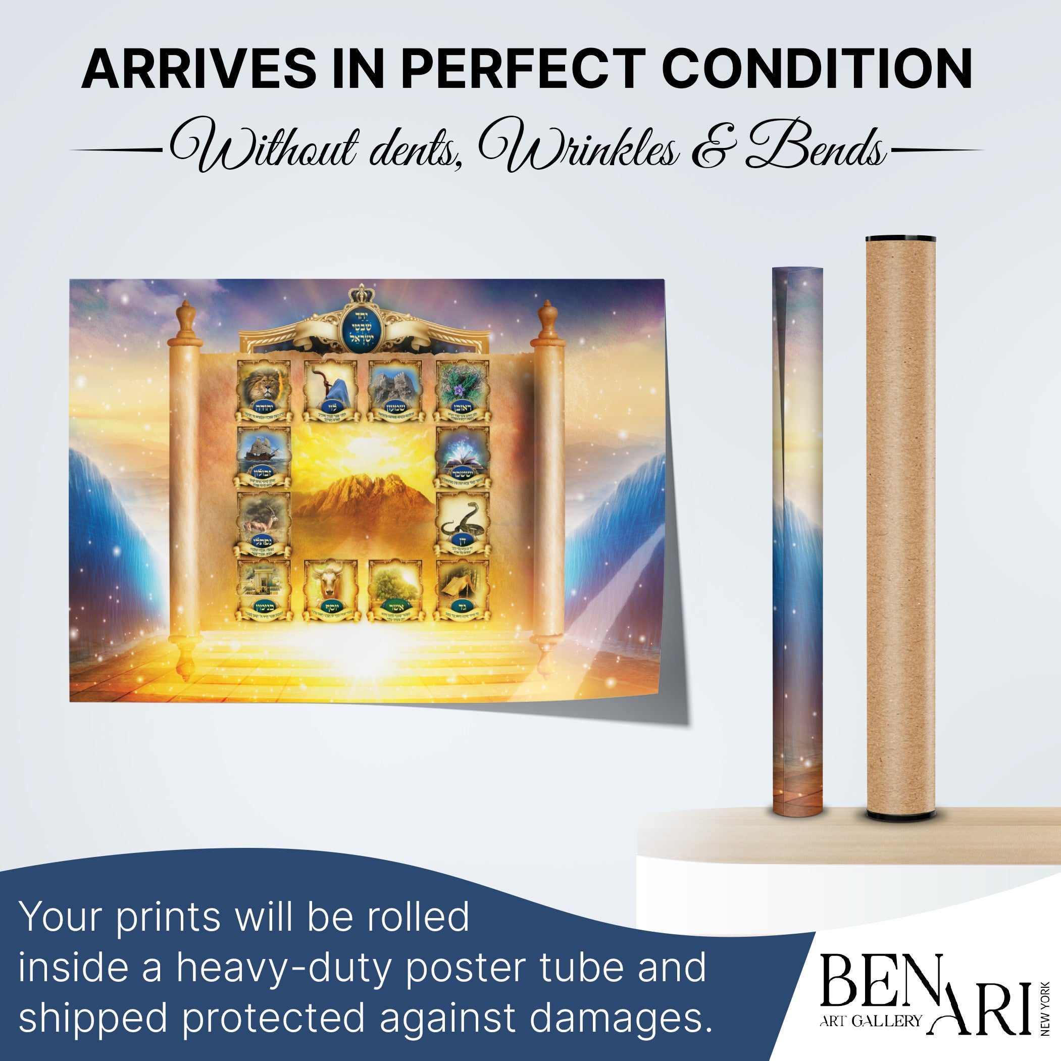 Twelve Tribes of Israel - Heritage Exploration, Second Edition Sukkot Poster, showcasing diverse, artistic representations of each tribe, ideal for enhancing Sukkot decor.