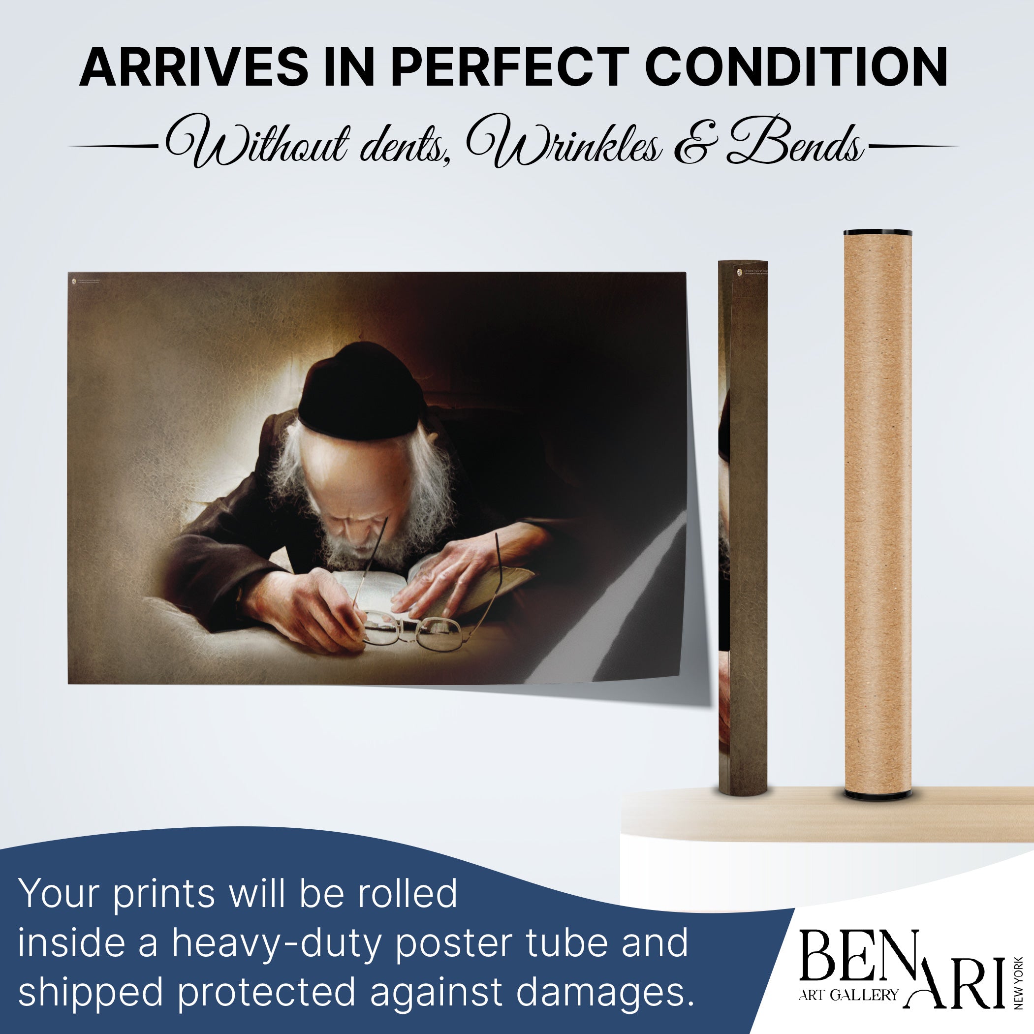 Rabbi Eliashiv Learning Torah Poster depicting Rabbi Eliashiv deeply engaged in Torah study, perfect for Sukkah decoration and spiritual inspiration.