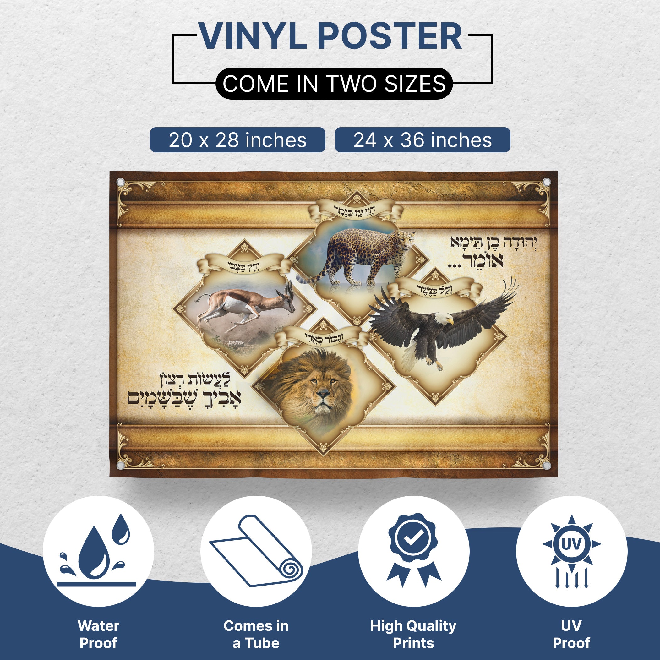 Stages of Life - Rabbi Yehuda Ben Tema's Mishna Poster for Sukkot, featuring animals and symbols, illustrating life's stages and Torah learning.