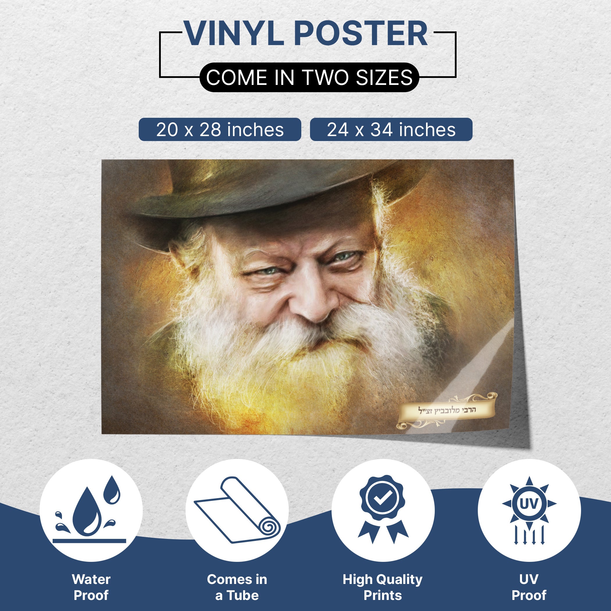 Joyful Spirit - Smiling Lubavitch Rebbe Sukkot Poster, featuring the Rebbe's welcoming smile, ideal for enhancing your Sukkot celebration with Chassidic joy and warmth.