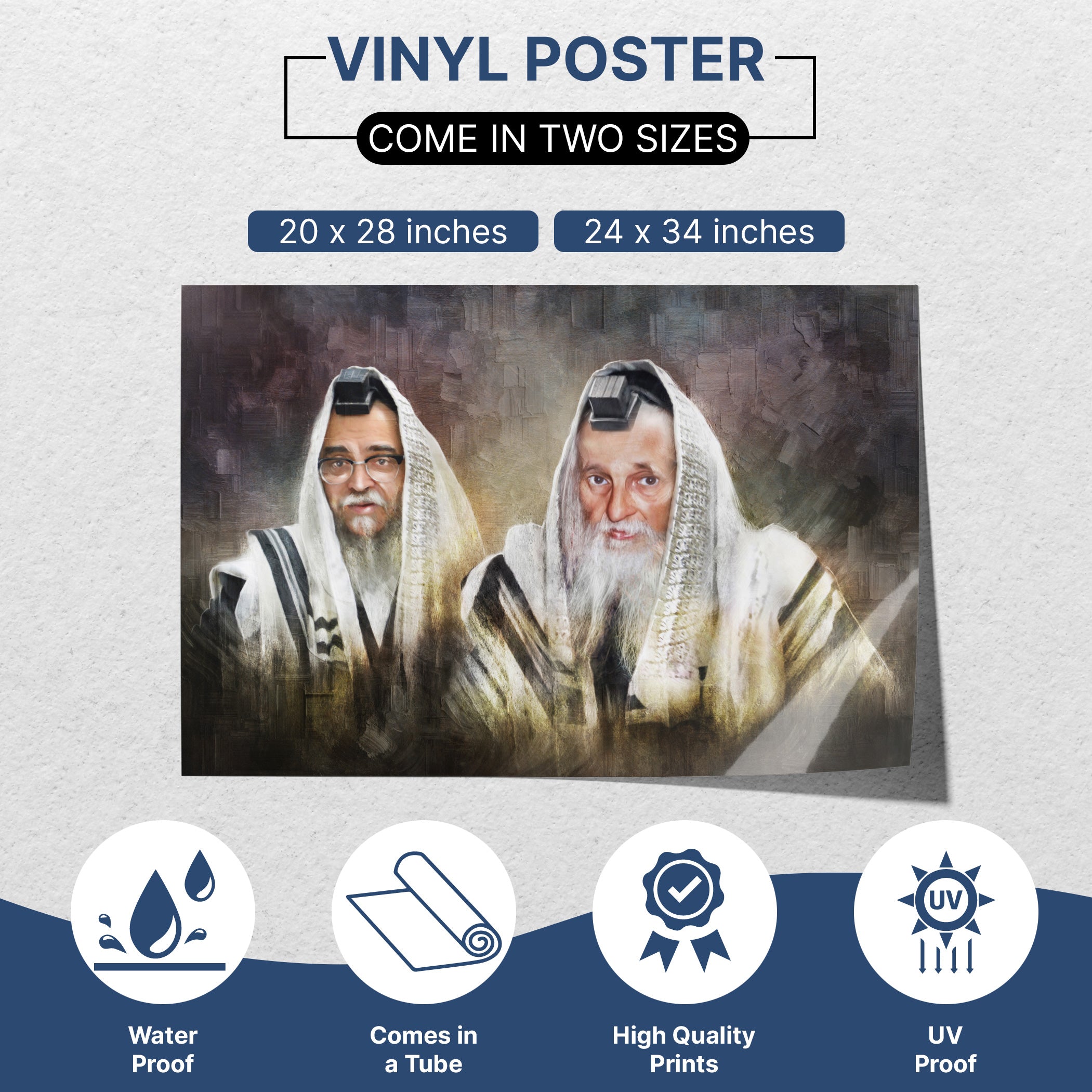 Satmar Rebbes Sukkah poster, Teitelbaum portrait art, holiday wall art for Sukkot, available in two sizes.