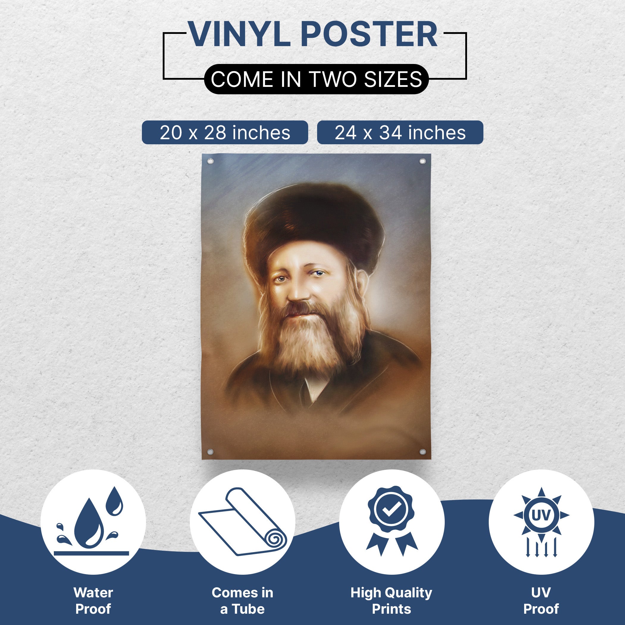 Rabbi Abraham Isaac Kook Portrait - Inspirational Sukkah Art: A poster featuring the revered Rabbi's portrait, perfect for enhancing your Sukkah's spiritual ambiance during Sukkot.