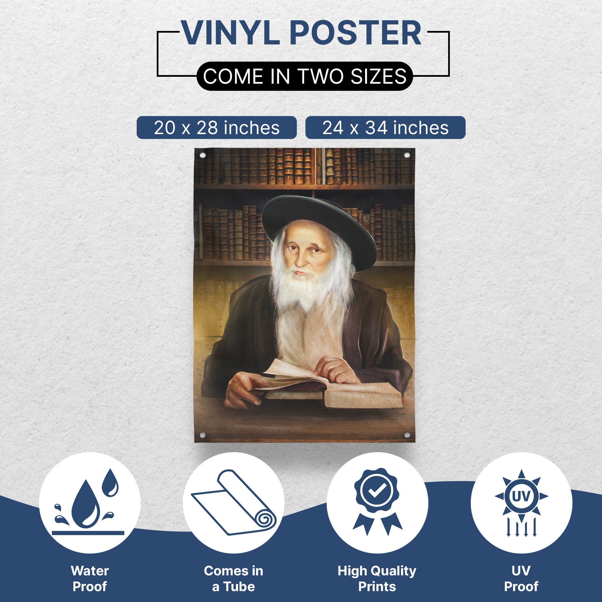 Rabbi Yoel Teitelbaum Inspiration - Second Edition Sukkot Portrait poster, featuring a dignified portrayal of the Satmar Rebbe with a hat and beard.