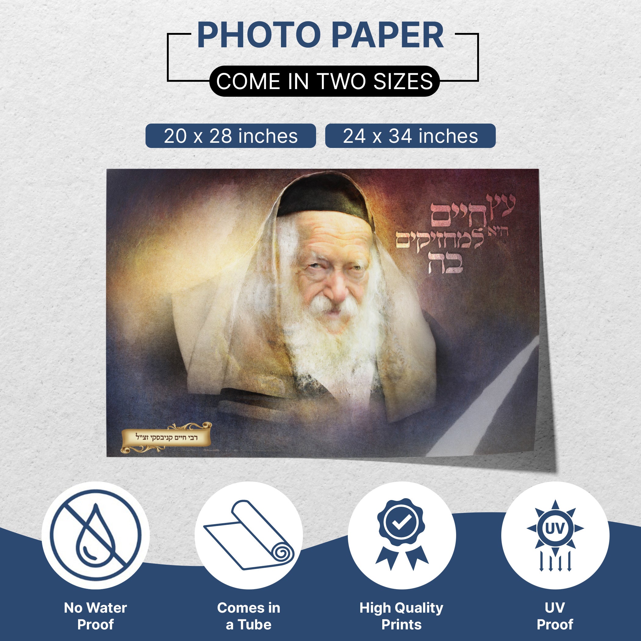 Rabbi Chaim Kanievsky Artistic Painting Poster featuring a bearded man with a hat, ideal for Sukkah decor, blending tradition with modern artistic expression.