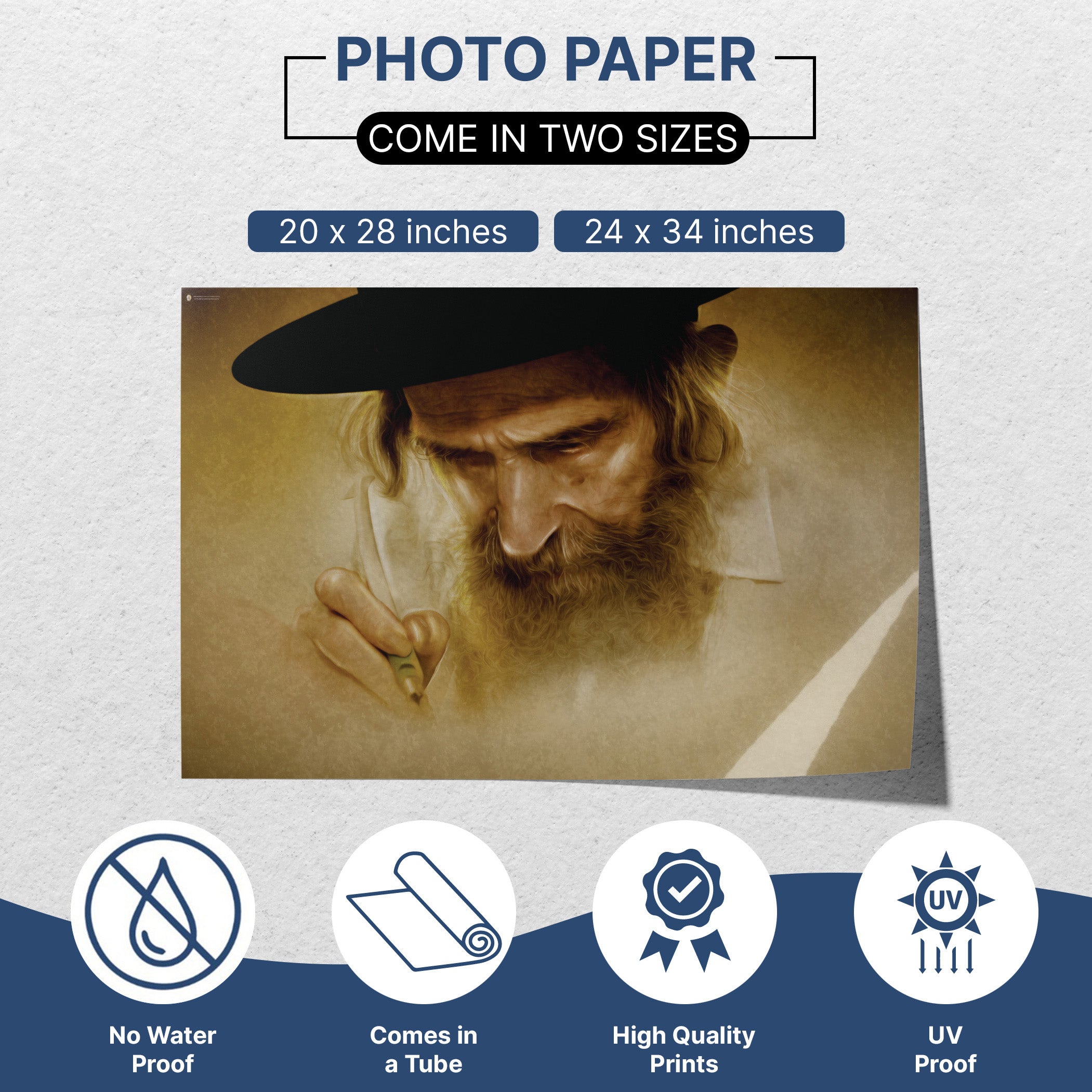 Rabbi Shteinman's Torah Dedication - Sukkot Portrait Poster, depicting the revered Rabbi writing a Sefer Torah, enhancing your sukkah with spiritual and educational significance.