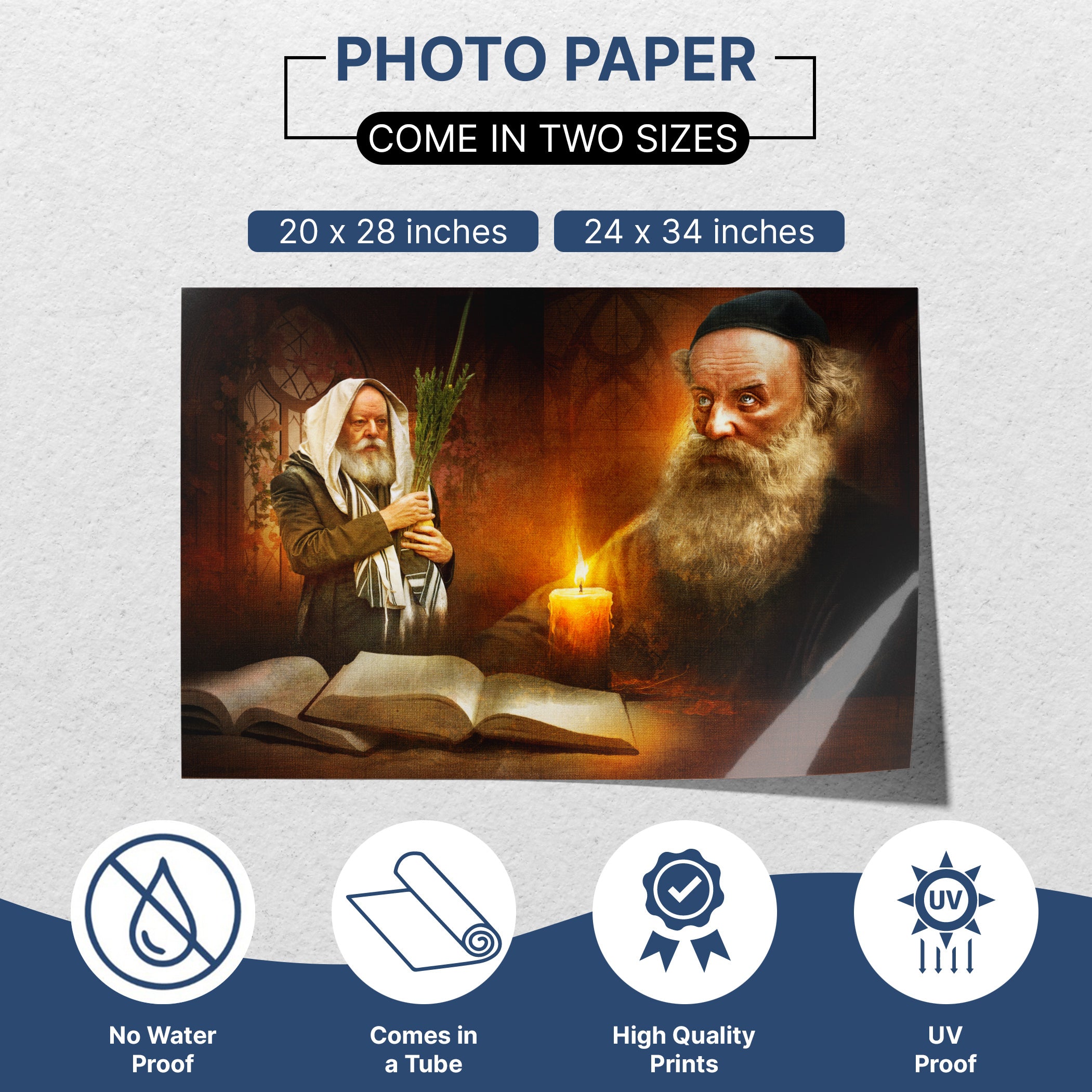 Lubavitch Rebbe Sukkah poster with Baal HaTanya artwork, ideal for Sukkot decor and holiday wall art.