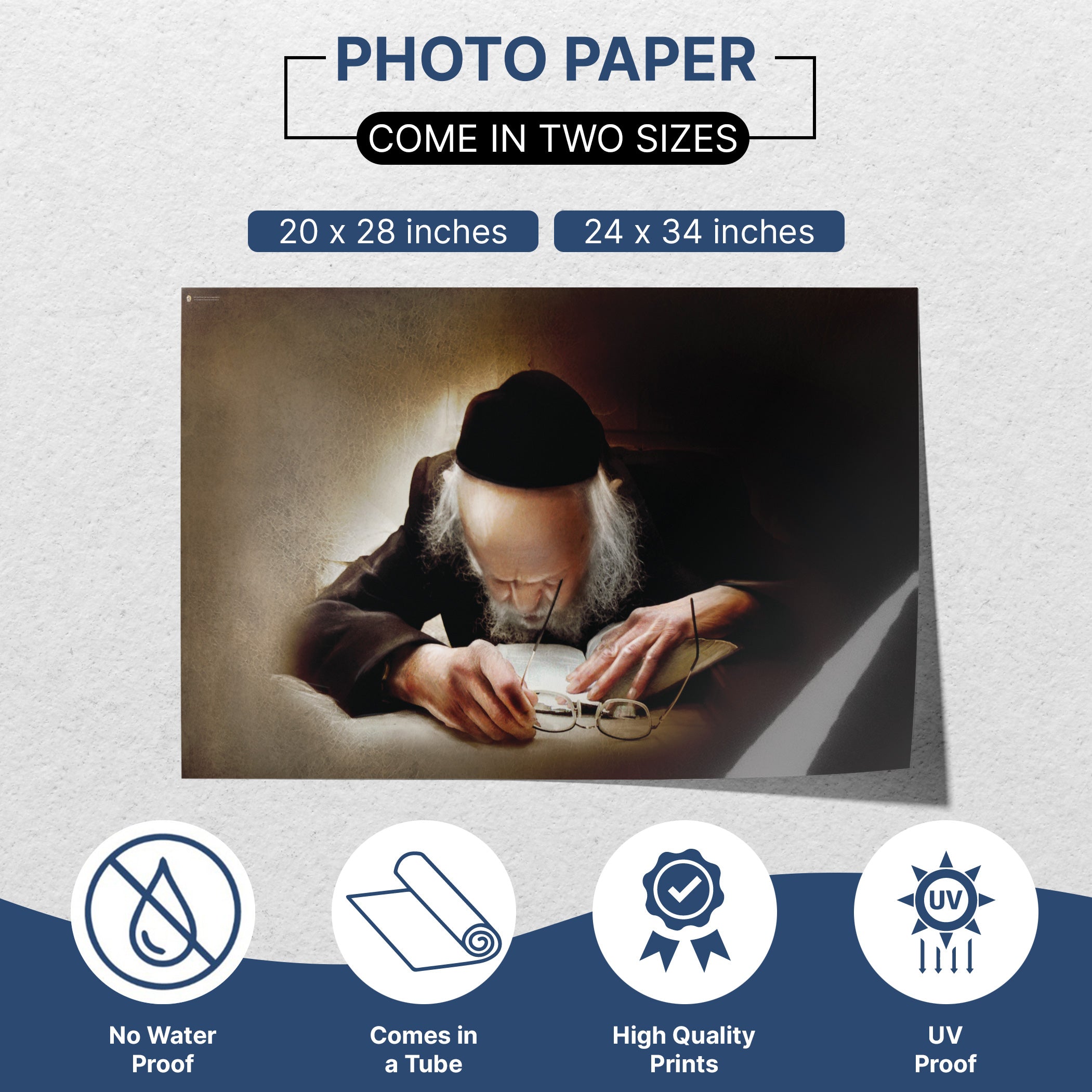 Rabbi Eliashiv Learning Torah Poster - Spiritual Sukkah Art, featuring Rabbi Eliashiv engrossed in Torah study, ideal for enriching Sukkot decor with spiritual depth.