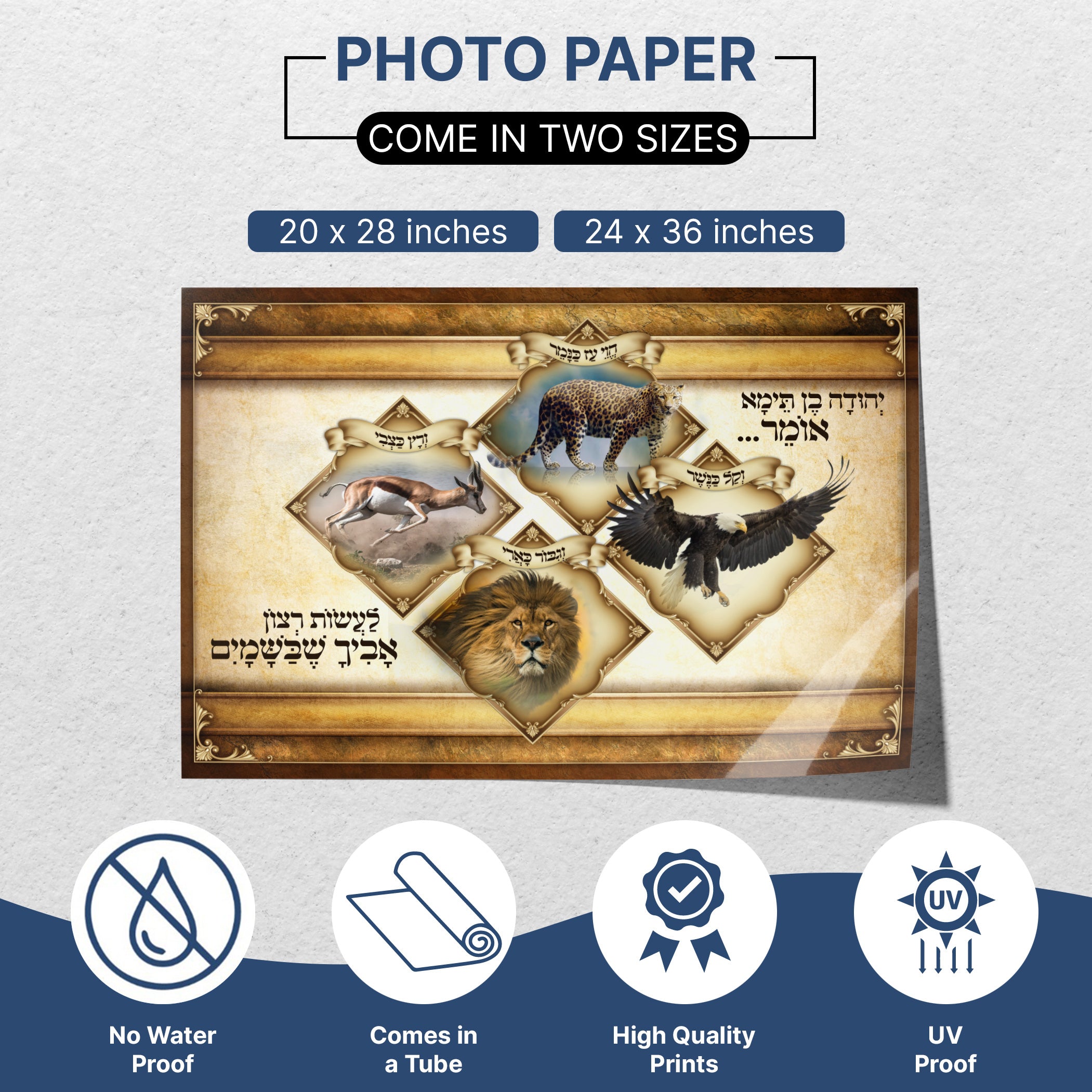 Stages of Life - Rabbi Yehuda Ben Tema's Mishna Poster for Sukkot, featuring a collage of animals and birds symbolizing life's journey, ideal for Sukkah decor.