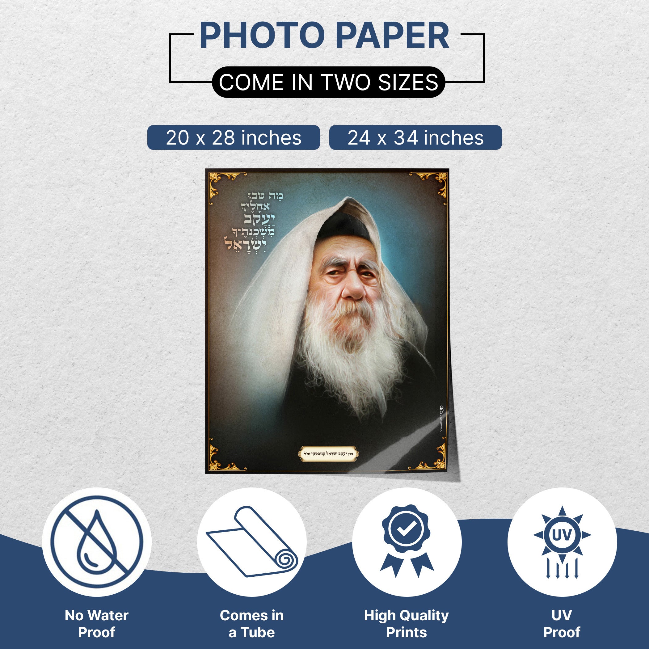The Steipler: Rabbi Yaakov Yisrael Kanievsky Portrait, featuring his wise, bearded visage, ideal for Sukkot decor and scholarly inspiration.