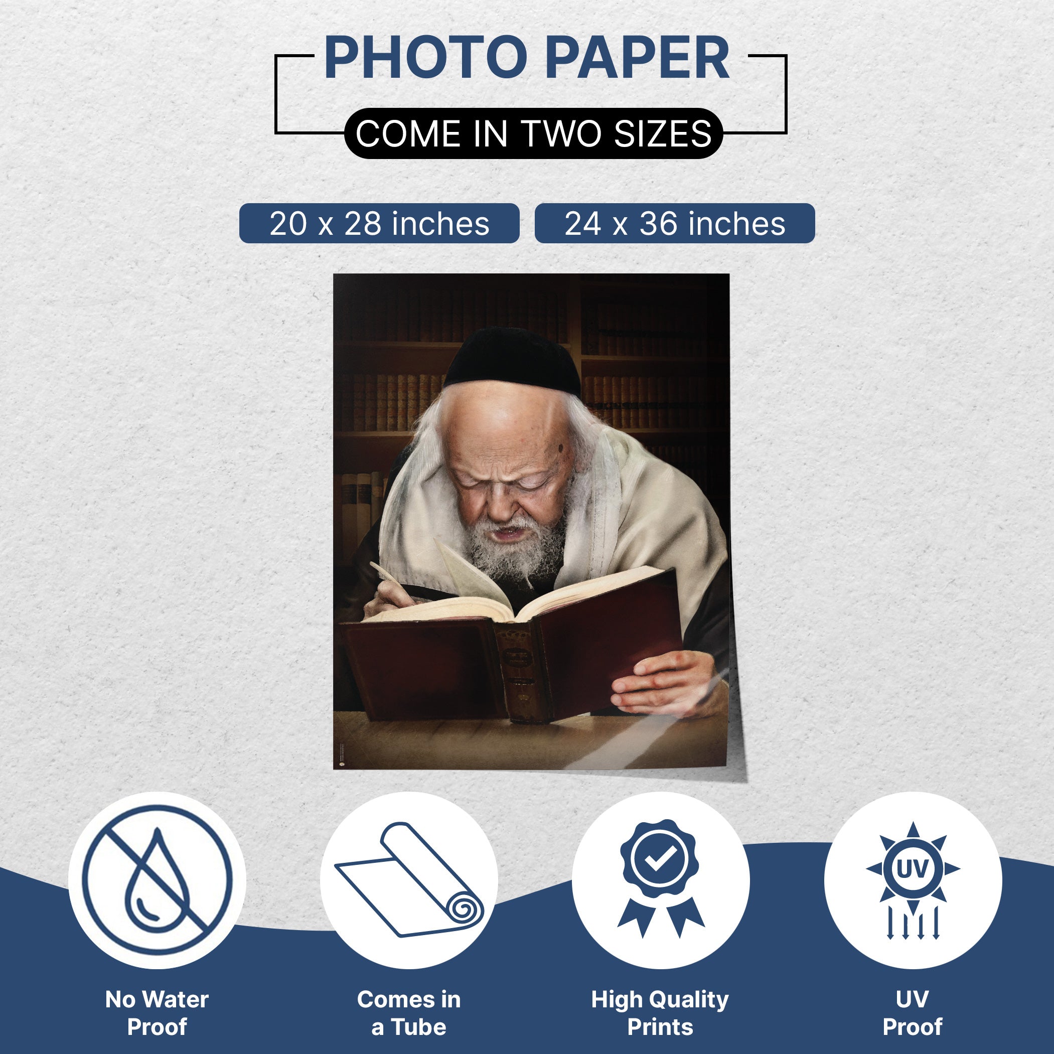 Rabbi Eliashiv Torah Study Poster - Revered Scholar Artwork, depicting the esteemed Rabbi in deep Torah study, ideal for enriching your Sukkah with spiritual inspiration.