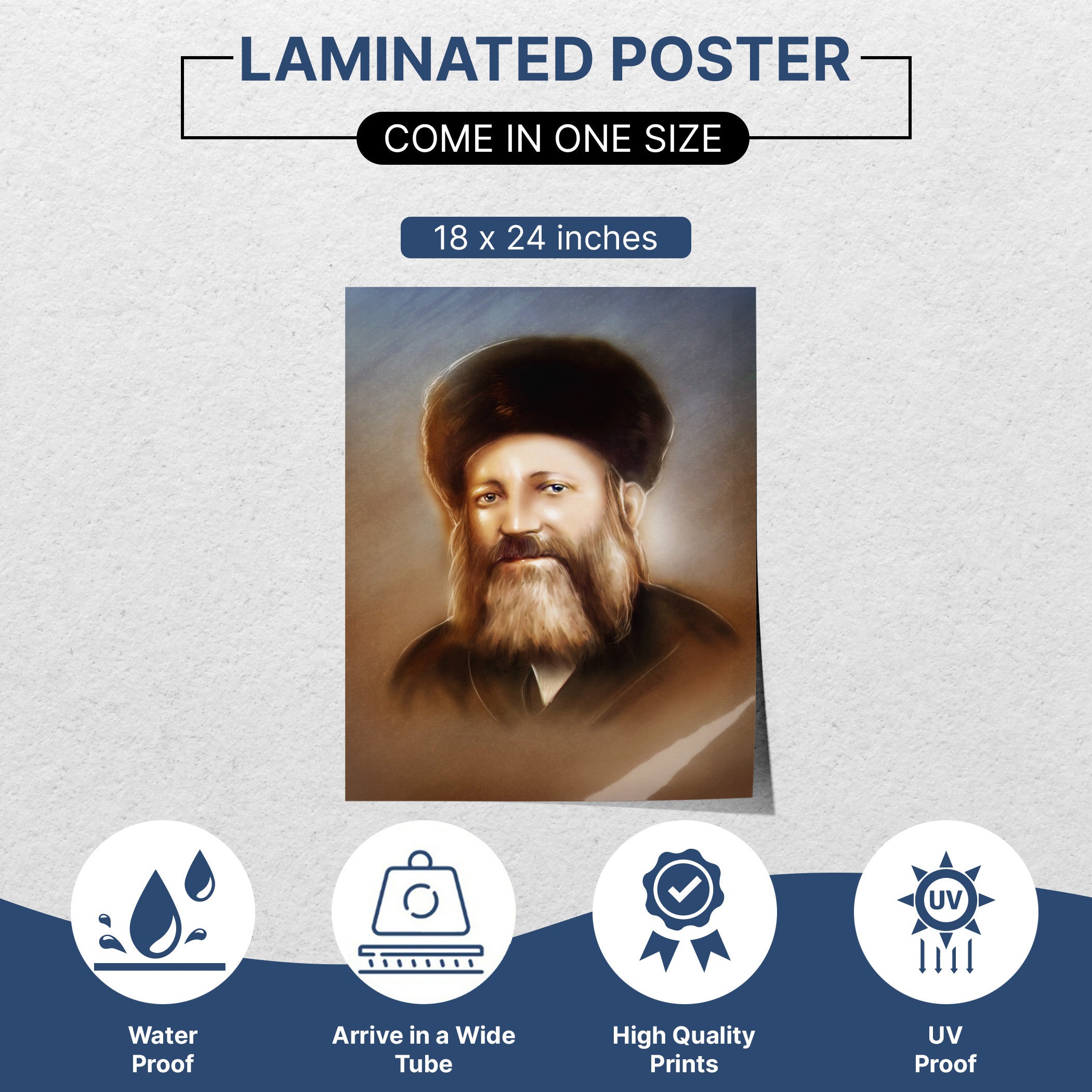 Rabbi Abraham Isaac Kook Portrait - Inspirational Sukkah Art featuring the esteemed Rabbi with a beard, ideal for enhancing Sukkot decorations with spiritual depth.