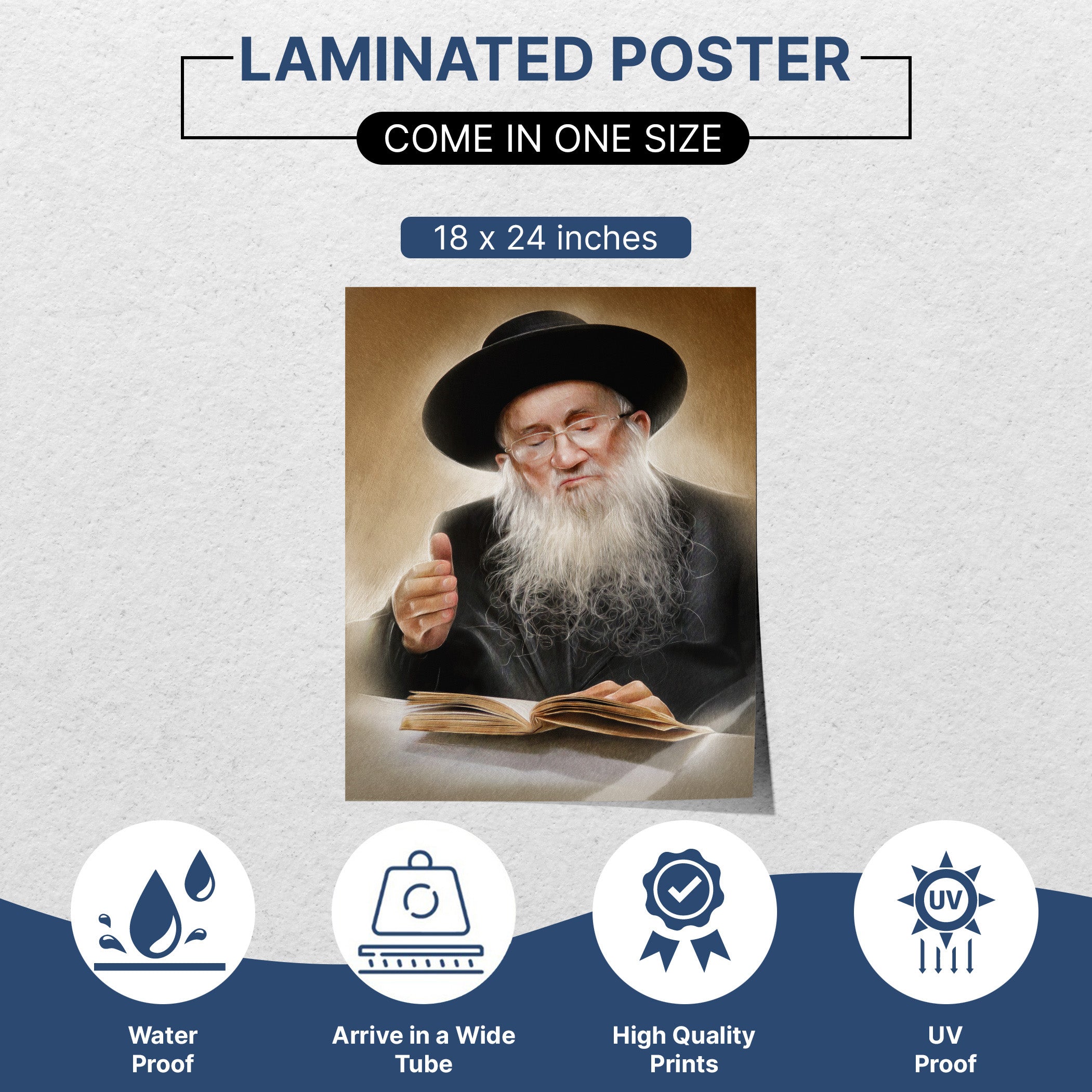 Rabbi Dov Yaffe Portrait - Artistic Tribute for Sukkot, featuring a distinguished man with a white beard and hat, ideal for inspiring Sukkah decor.