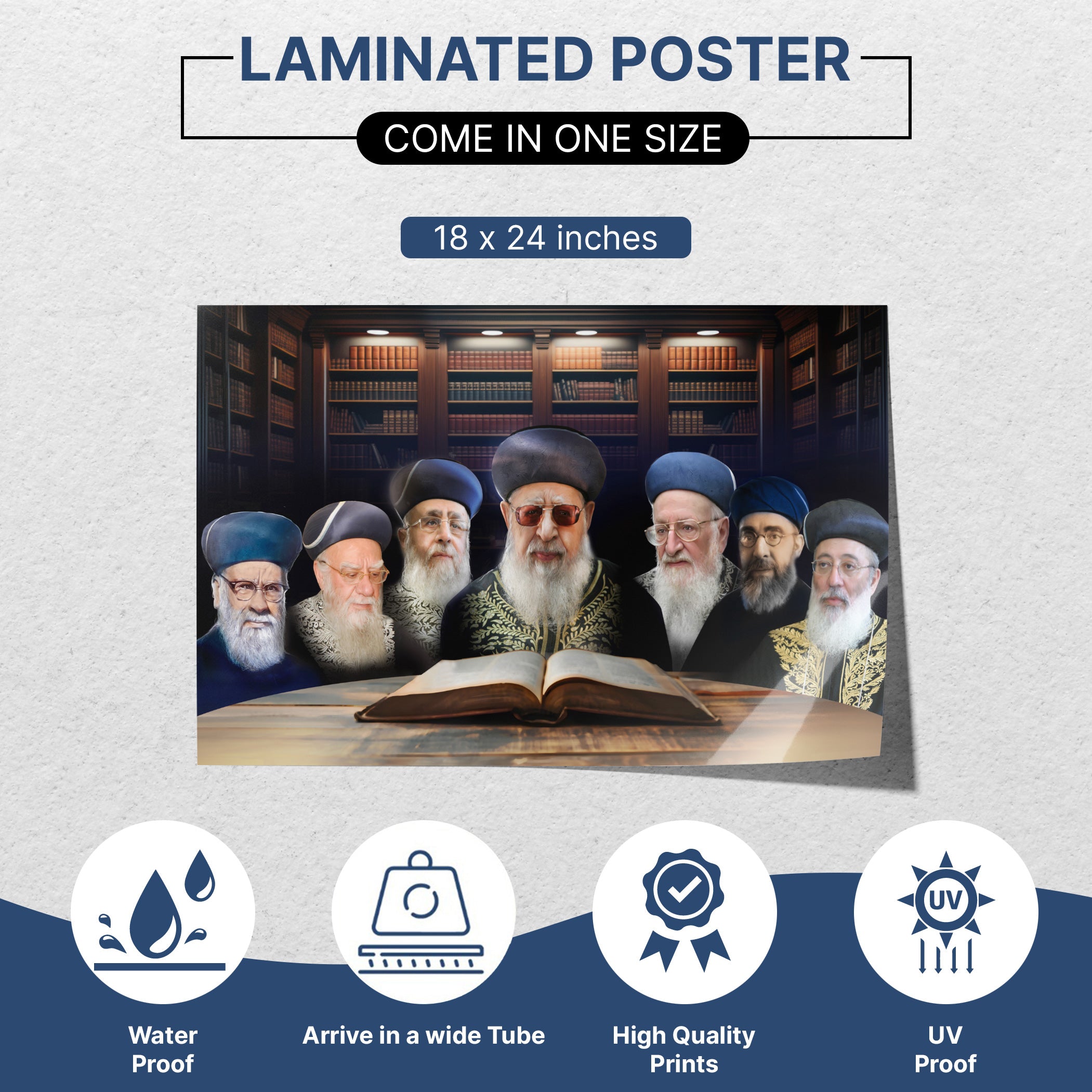 Portrait Collection of Sephardic Chief Rabbis of Israel – Alternate Design, featuring artistic depictions of esteemed rabbis, perfect for enhancing Sukkah décor during Sukkot.