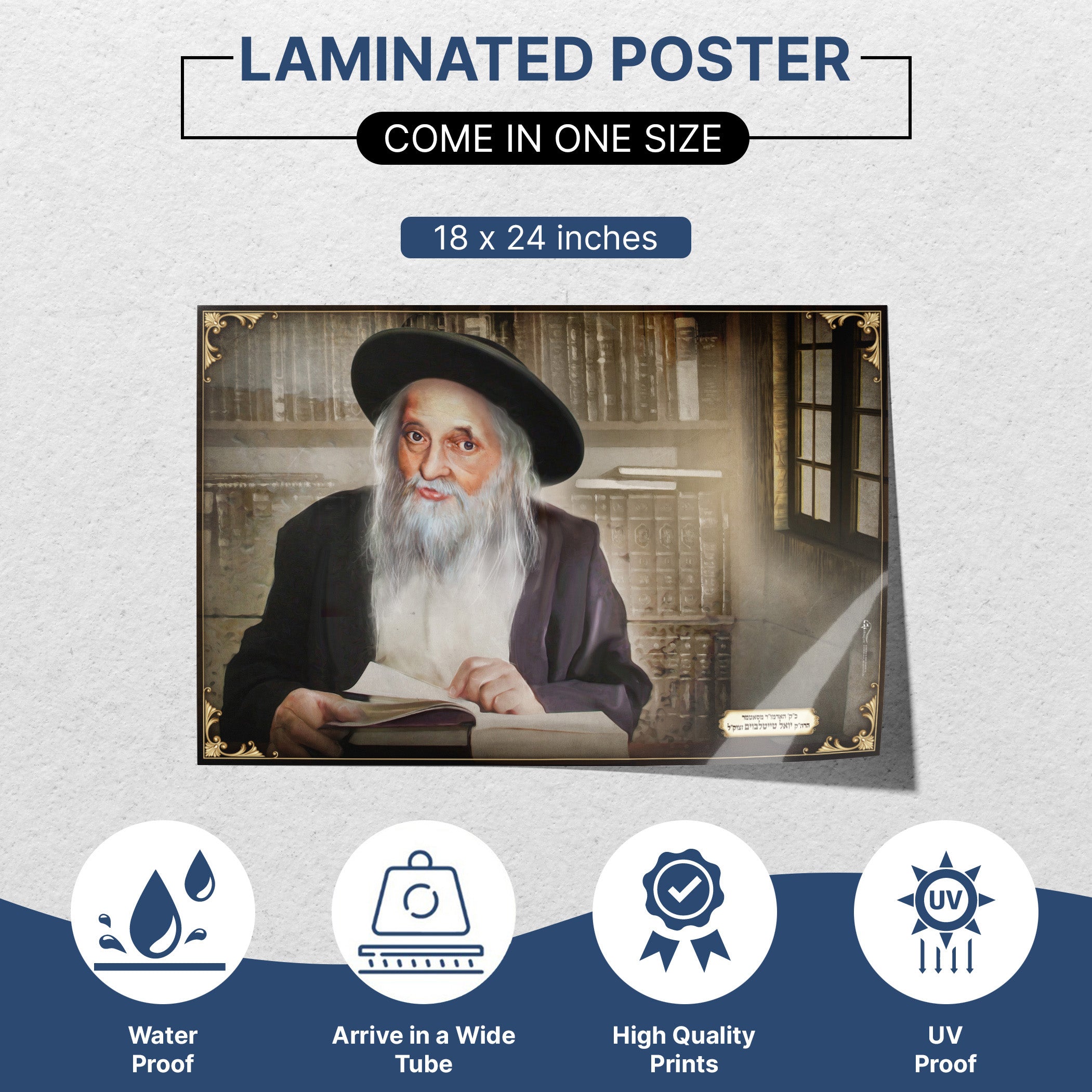 Satmar Rebbe Torah Study - Portrait of Reverence for Sukkot, depicting the Rebbe in deep Torah study, perfect for enhancing Sukkah decor with spiritual depth.