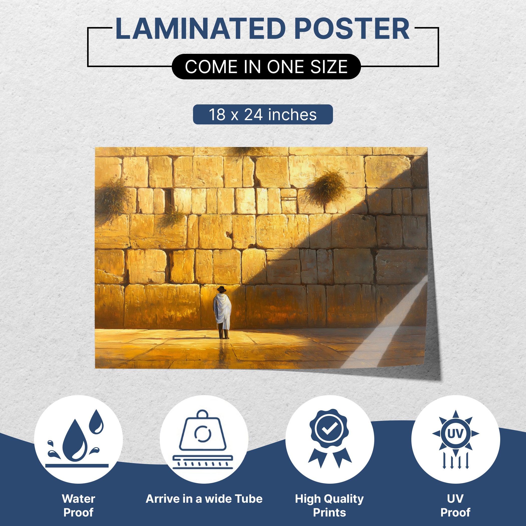 Western Wall Prayer Poster for Sukkah, featuring holiday wall art, waterproof and UV proof.