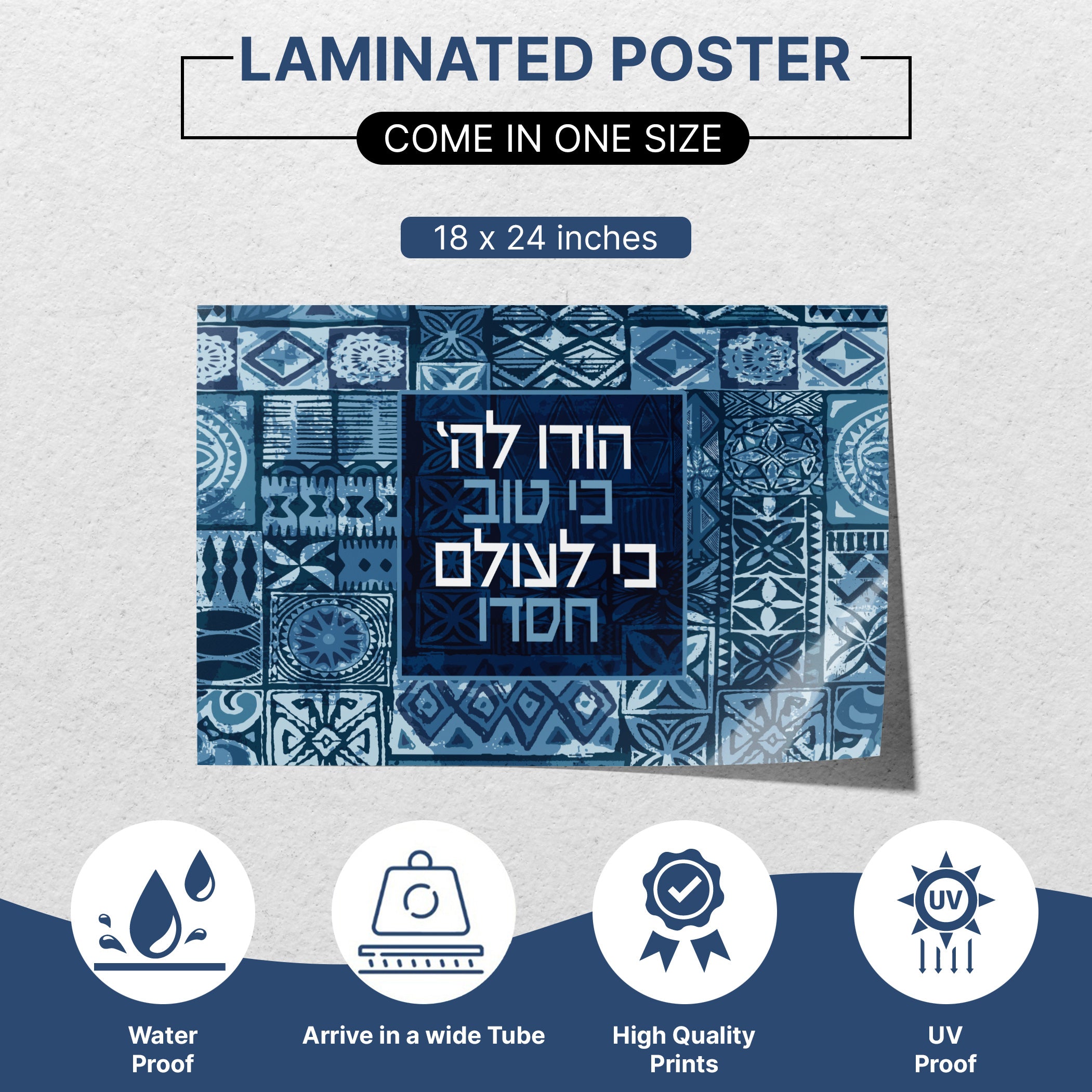 Thank Hashem Sukkah Poster featuring a heartfelt pasuk in elegant blue abstract design, perfect for enhancing your sukkah decor with spirituality and modern art.