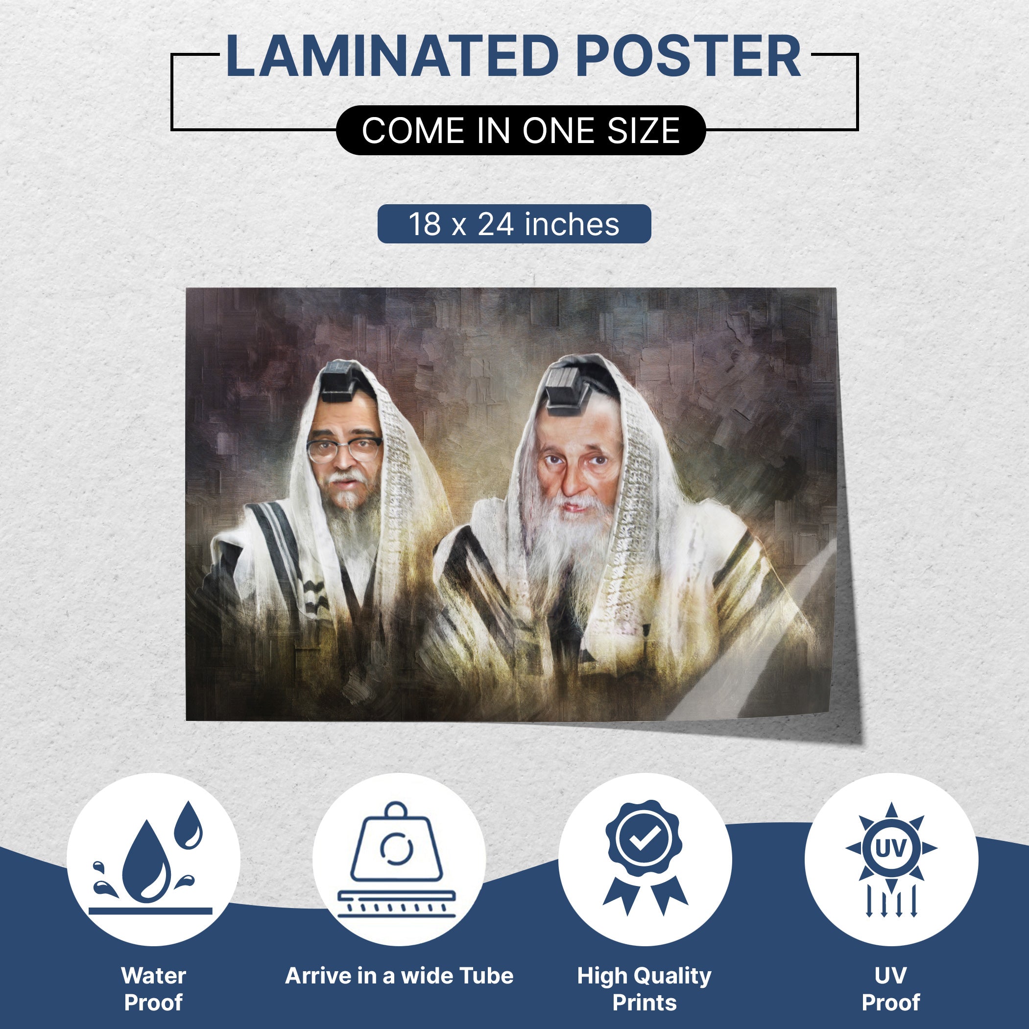 Satmar Rebbes sukkah poster featuring Teitelbaum portrait artwork, perfect Sukkot decor and holiday wall art.