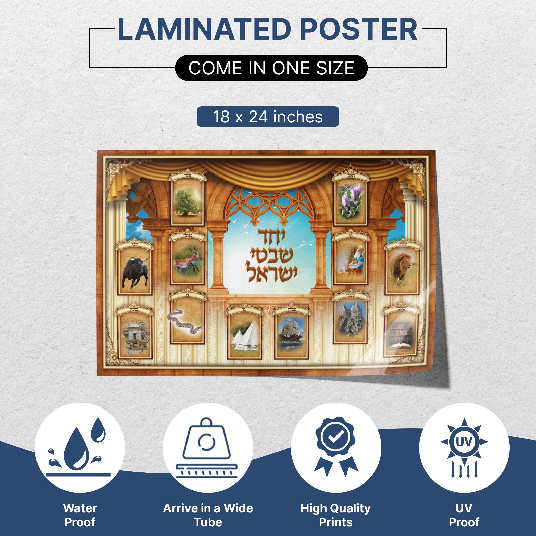 Twelve Tribes of Israel - Ancestral Tapestry, Third Edition Sukkot Poster, showcasing artistic representations of each tribe's unique heritage and contributions.