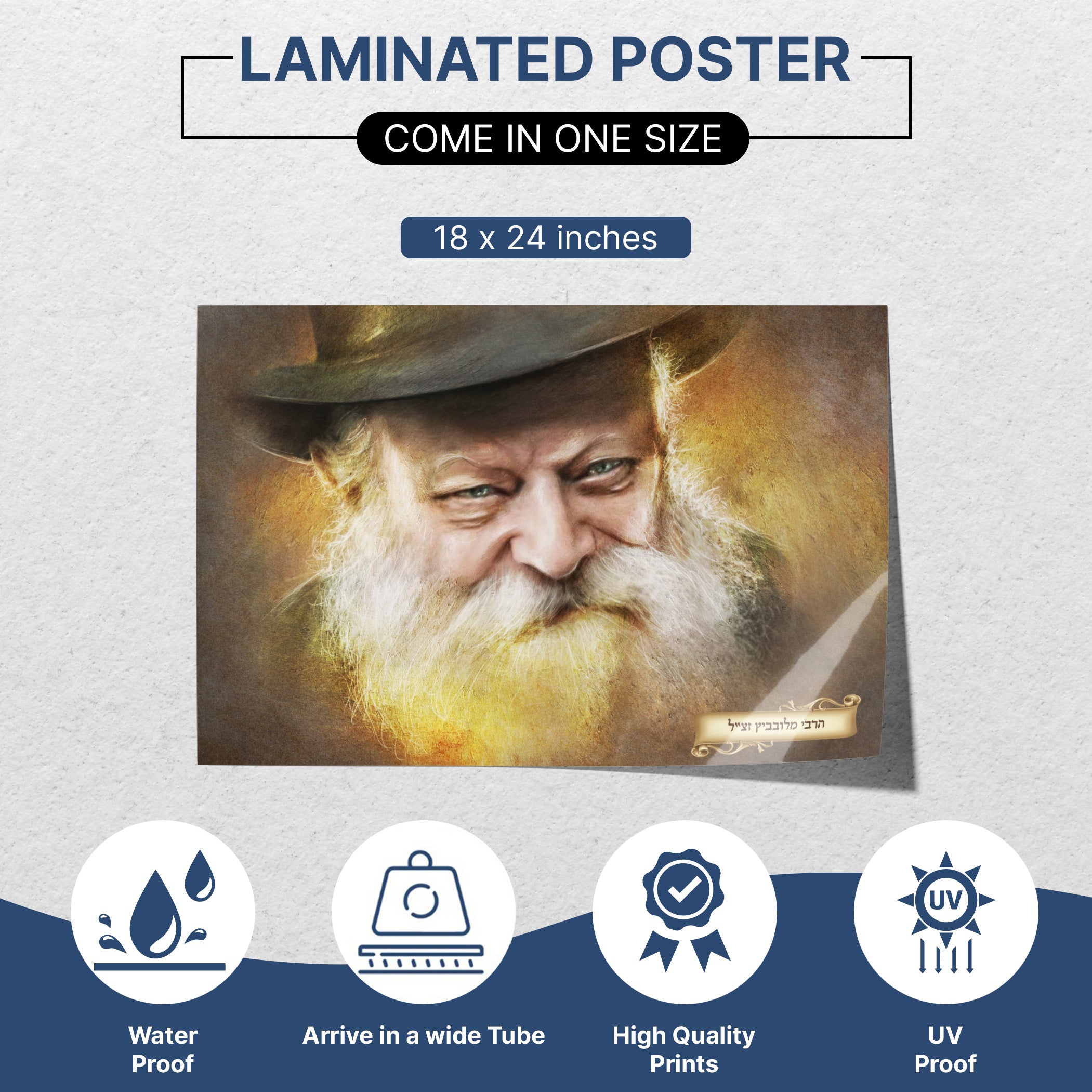Joyful Spirit - Smiling Lubavitch Rebbe Sukkot Poster showcasing the Rebbe's warm smile, ideal for enhancing Sukkot celebrations with a touch of joy and spirituality.