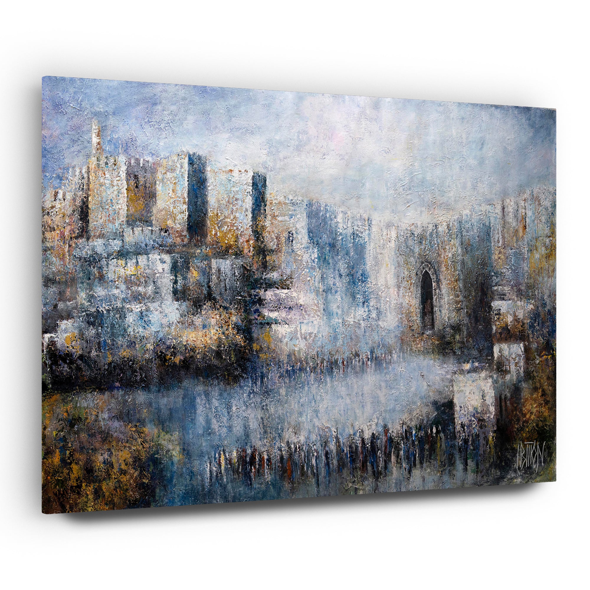 Jerusalem Jaffa Gate - Modern Jewish Art Print by Yossi Bitton, depicting the iconic Jaffa Gate in Jerusalem, highlighting its vibrant, contemporary artistic style.