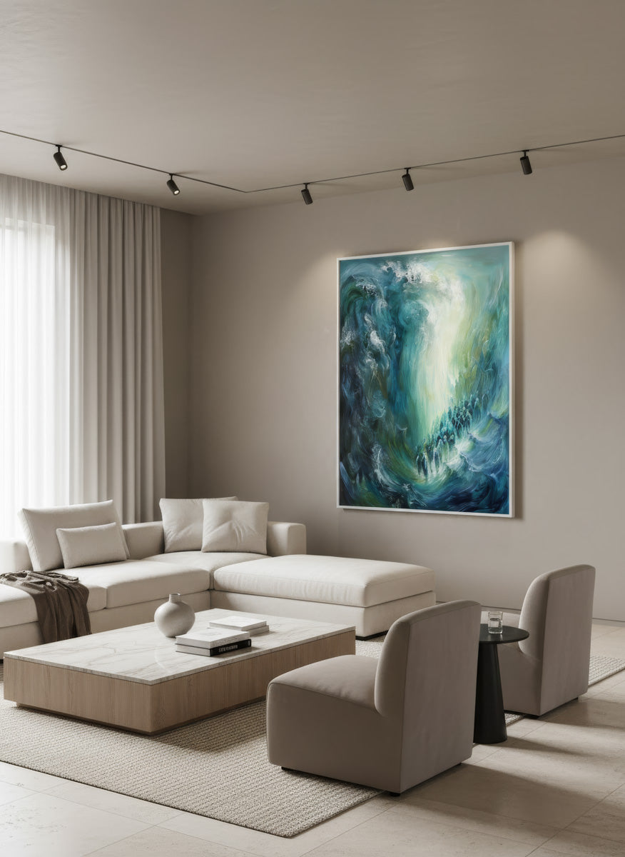 Through the Sea Abstract Jewish Biblical Wall Art by Avigdor Ben Ari