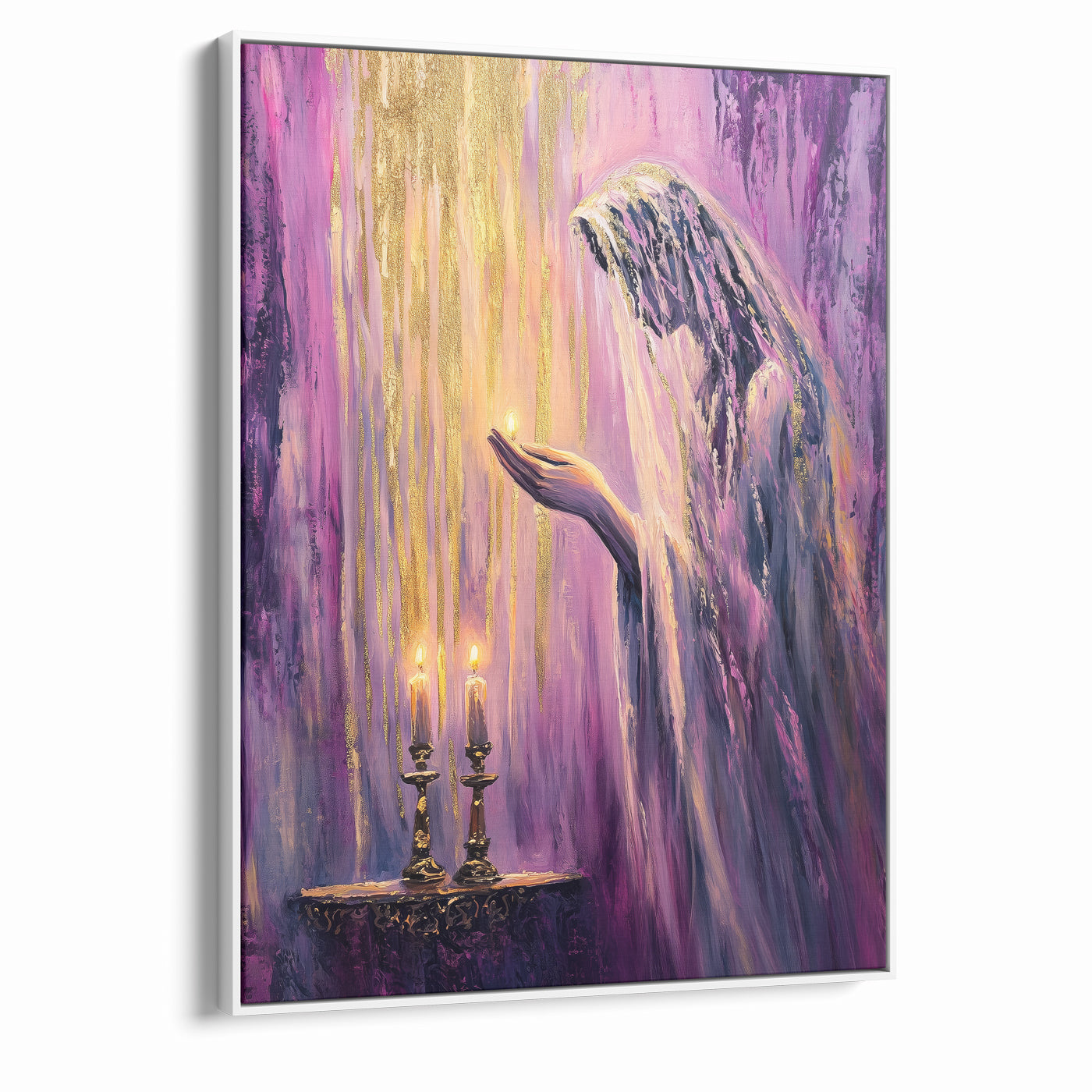 Light of Shabbat Modern Jewish Candle Lighting Wall Art Print