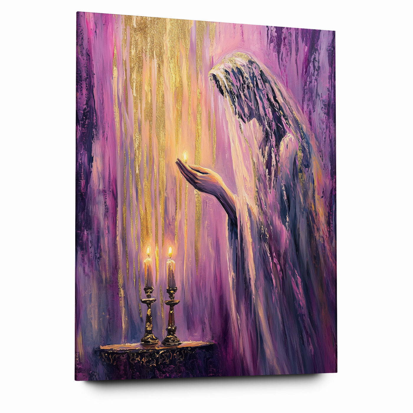 Light of Shabbat Modern Jewish Candle Lighting Wall Art Print