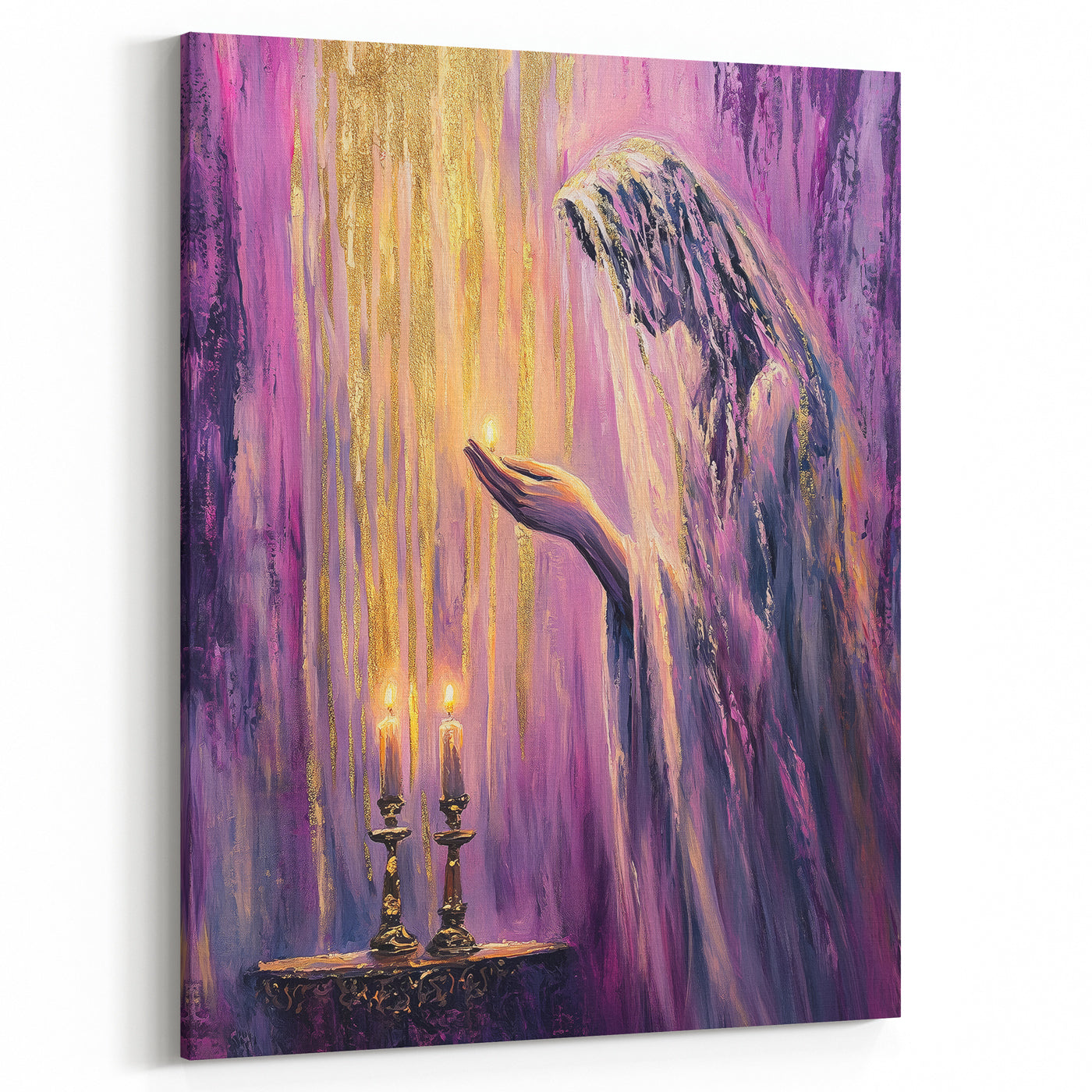 Light of Shabbat Modern Jewish Candle Lighting Wall Art Print