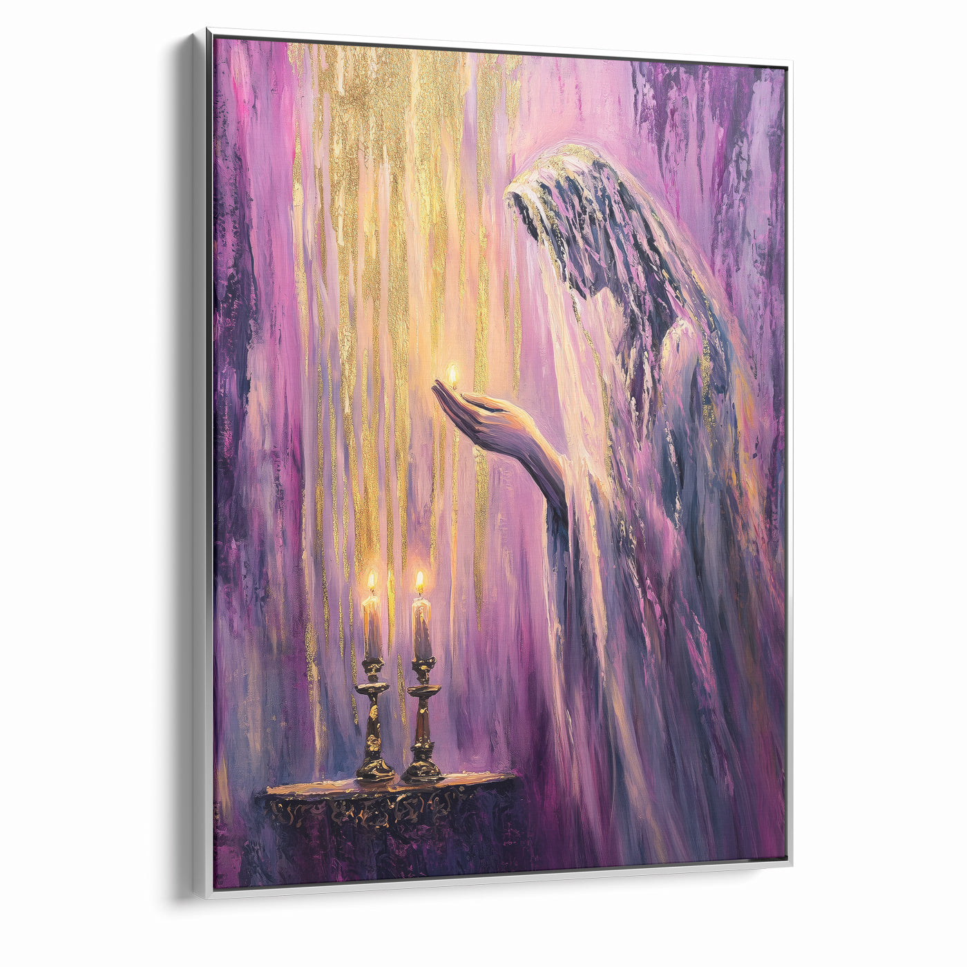 Light of Shabbat Modern Jewish Candle Lighting Wall Art Print