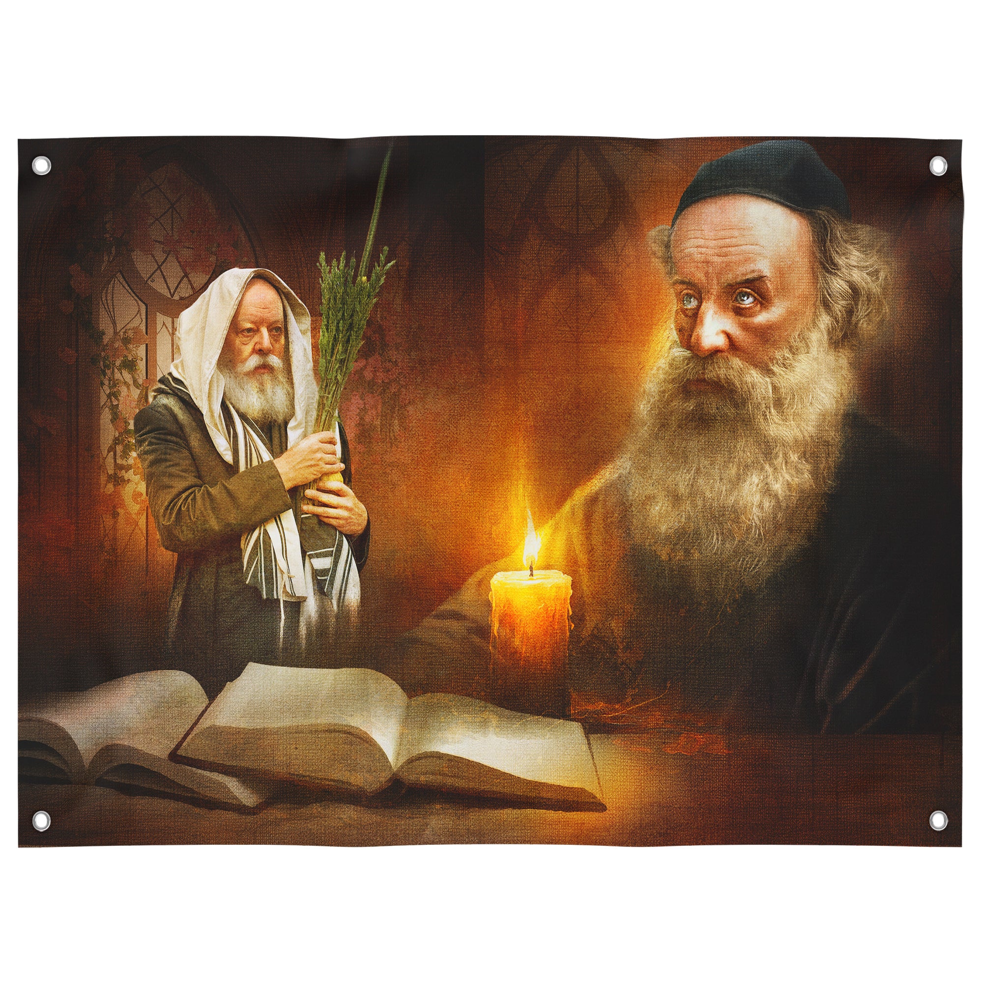 Lubavitch Rebbe Sukkah poster featuring Baal HaTanya, perfect holiday wall art for Sukkot decor.