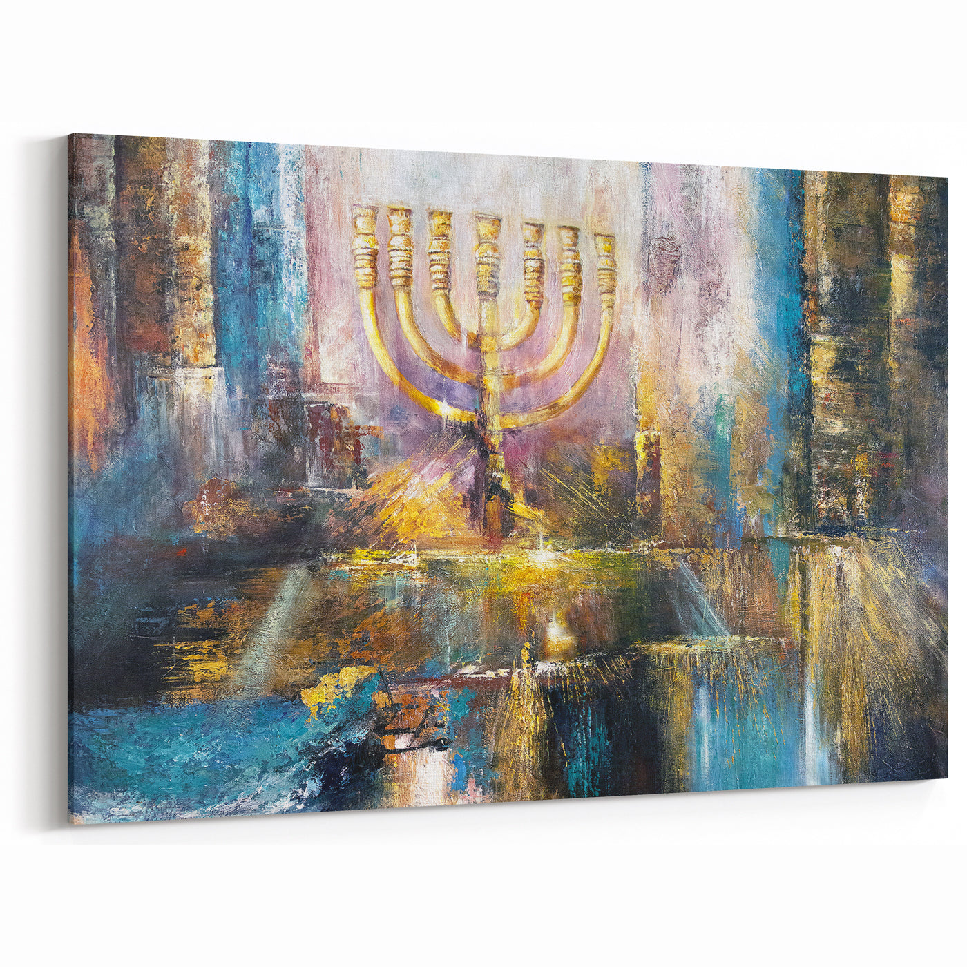 Menorah Wall Art - Modern Jewish Mishkan Canvas & Acrylic Art