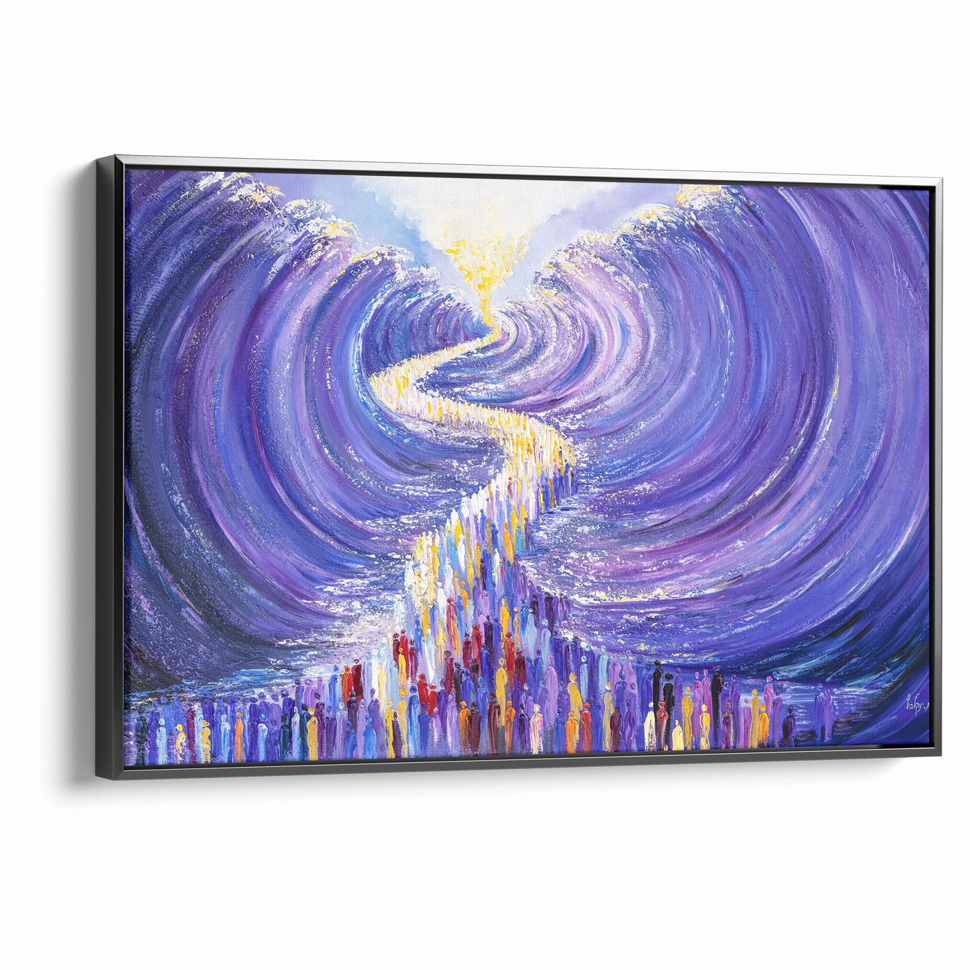 Modern Jewish Wall Art of the Splitting of the Sea - Contemporary Judaica Art