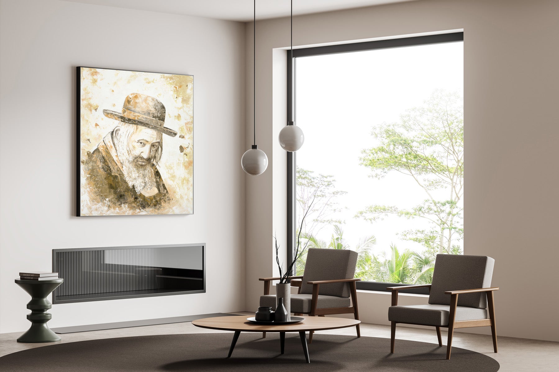 Modern Jewish Wall Art of the Kresteter Rabbi - Contemporary Judaica Art