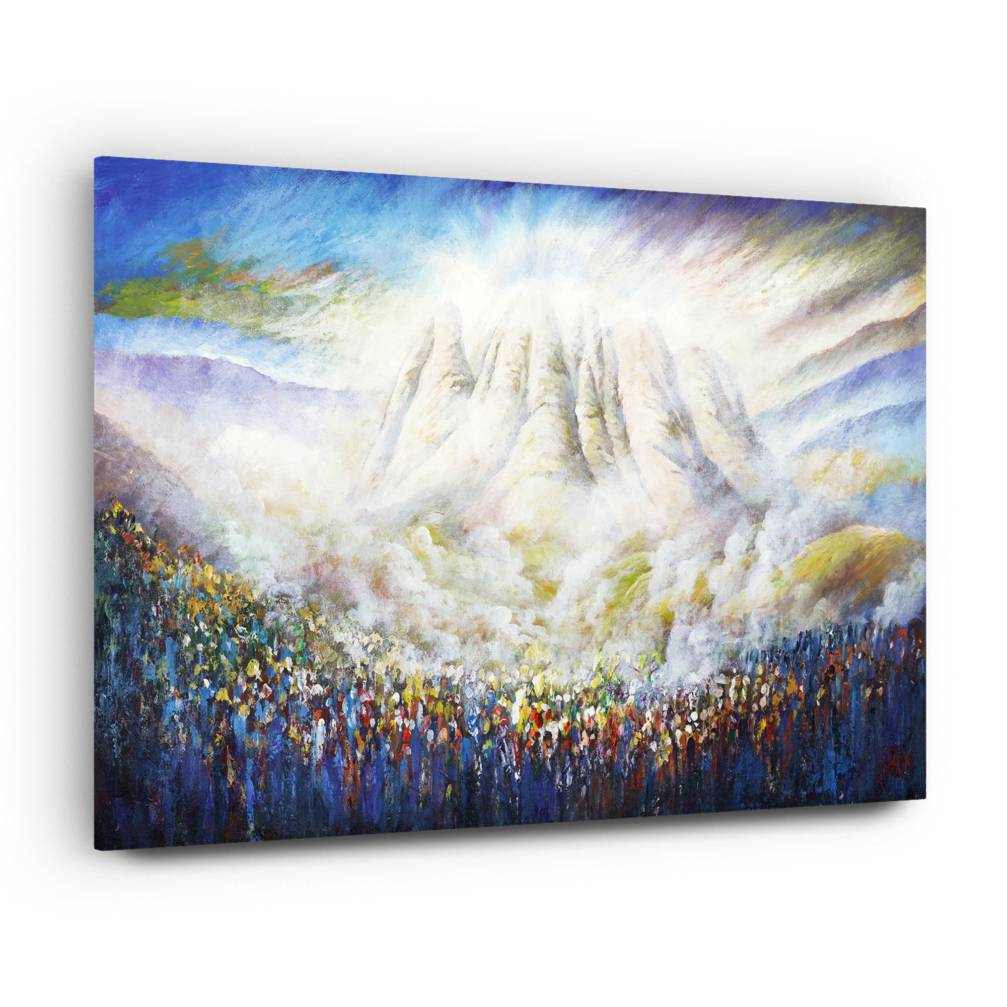 Matan Torah - Mount Sinai Torah Giving - Modern Jewish Art Print by Yossi Bitton, depicting the historical and spiritual moment at Mount Sinai.
