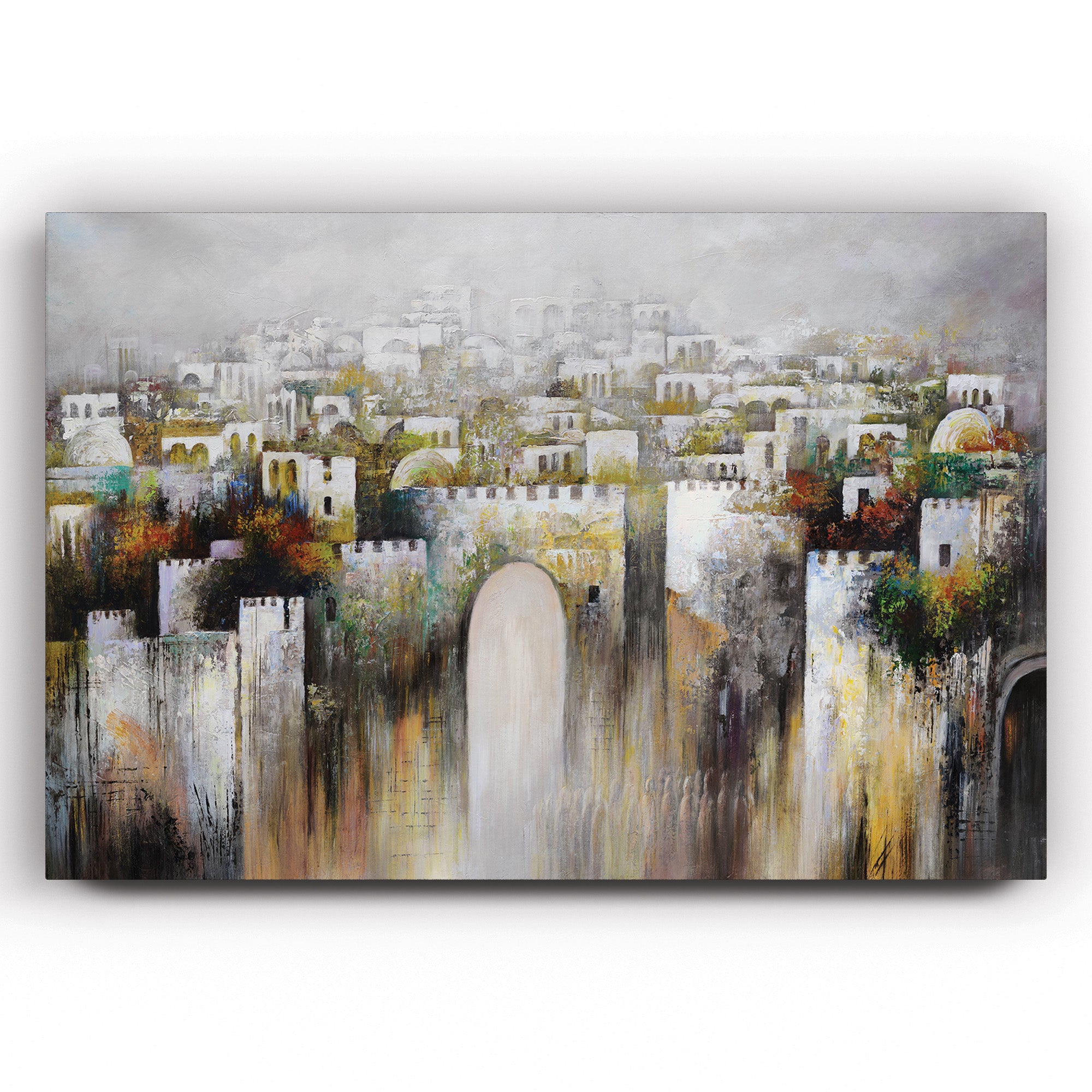Givaat Halevona - Jerusalem Landscape by Yossi Biton, a serene painting depicting Jerusalem's timeless atmosphere with soft brushwork, available at Ben Ari Art Gallery.