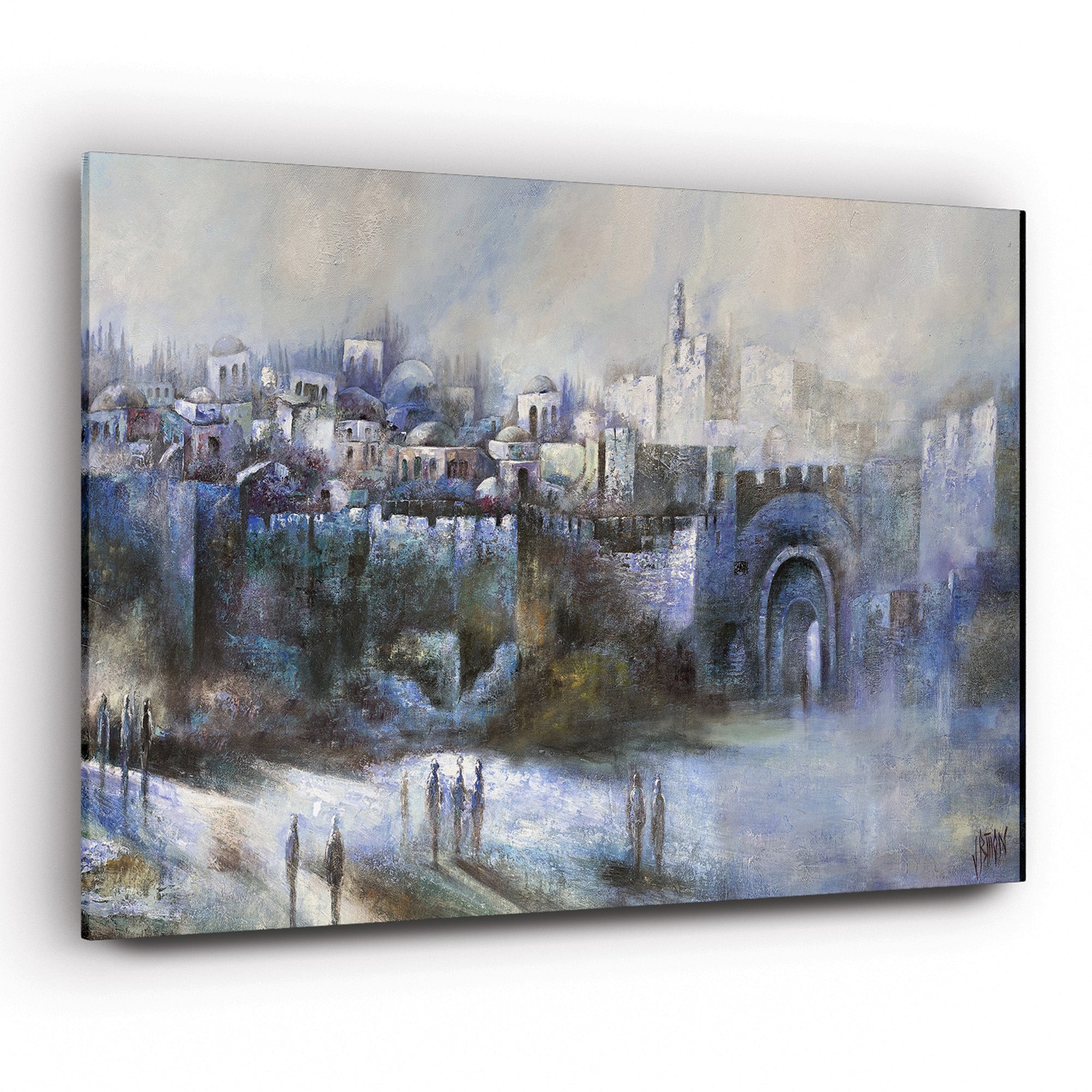 Har Hamor - Jerusalem Landscape by Yossi Biton: A painting capturing the serene essence of Jerusalem, featuring atmospheric cityscapes and spiritual depth, available at Ben Ari Art Gallery.
