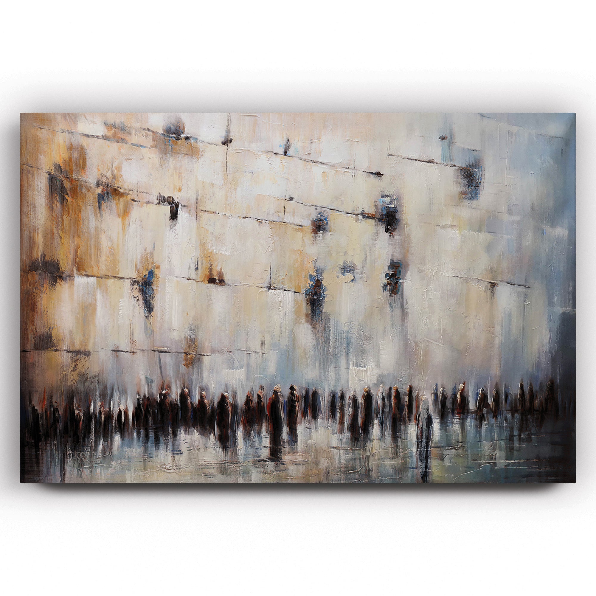 Jerusalem Heartbeat - Abstract Western Wall Art by Yossi Bitton: A crowd scene in a dynamic abstract style, capturing Jerusalem's spiritual essence.