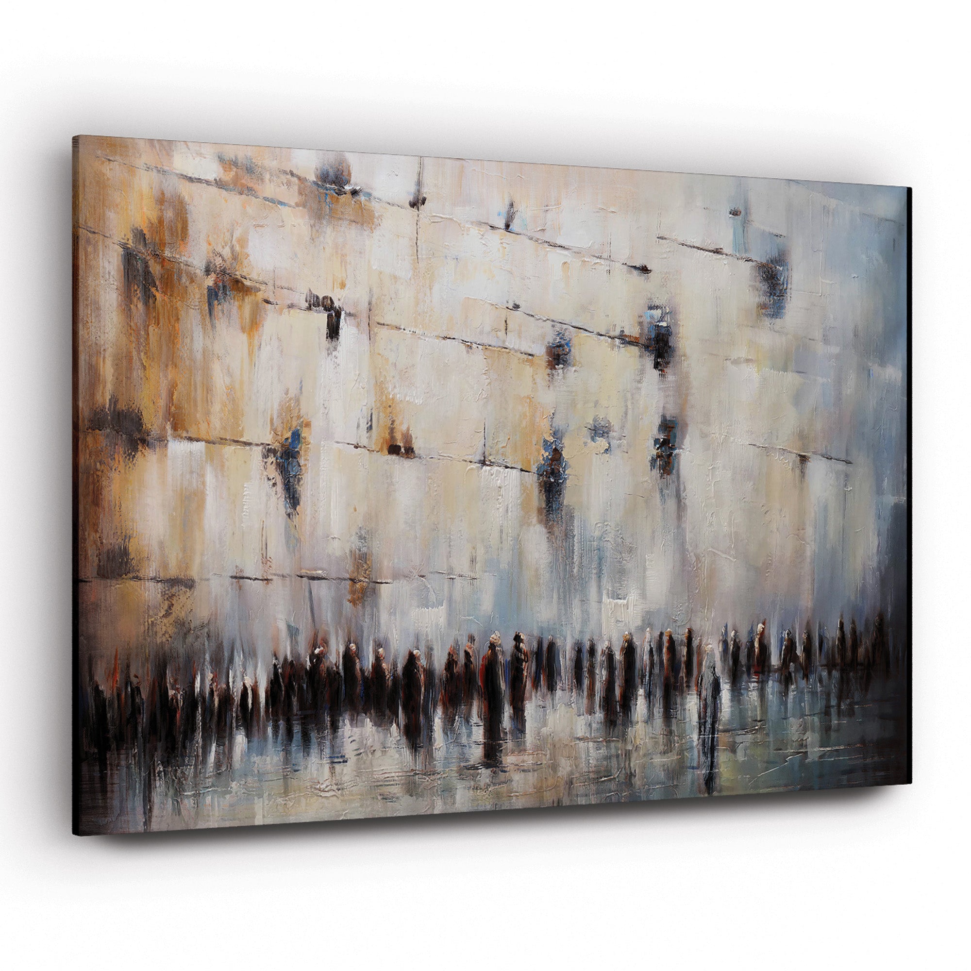 Jerusalem Heartbeat - Abstract Western Wall Art by Yossi Biton, depicting people in line, capturing Jerusalem's spiritual essence in dynamic abstract forms.