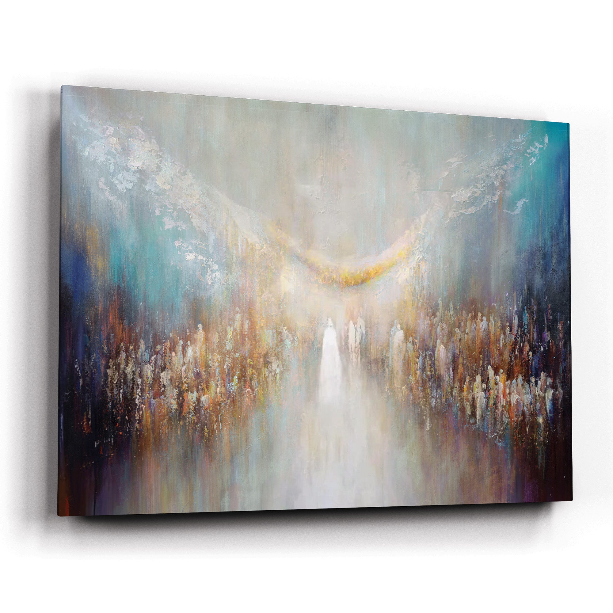 Chuppah Blessings - Jewish Wedding Art by Yossi Biton, depicting a serene moment under the Chuppah, celebrating love and tradition with ethereal figures.