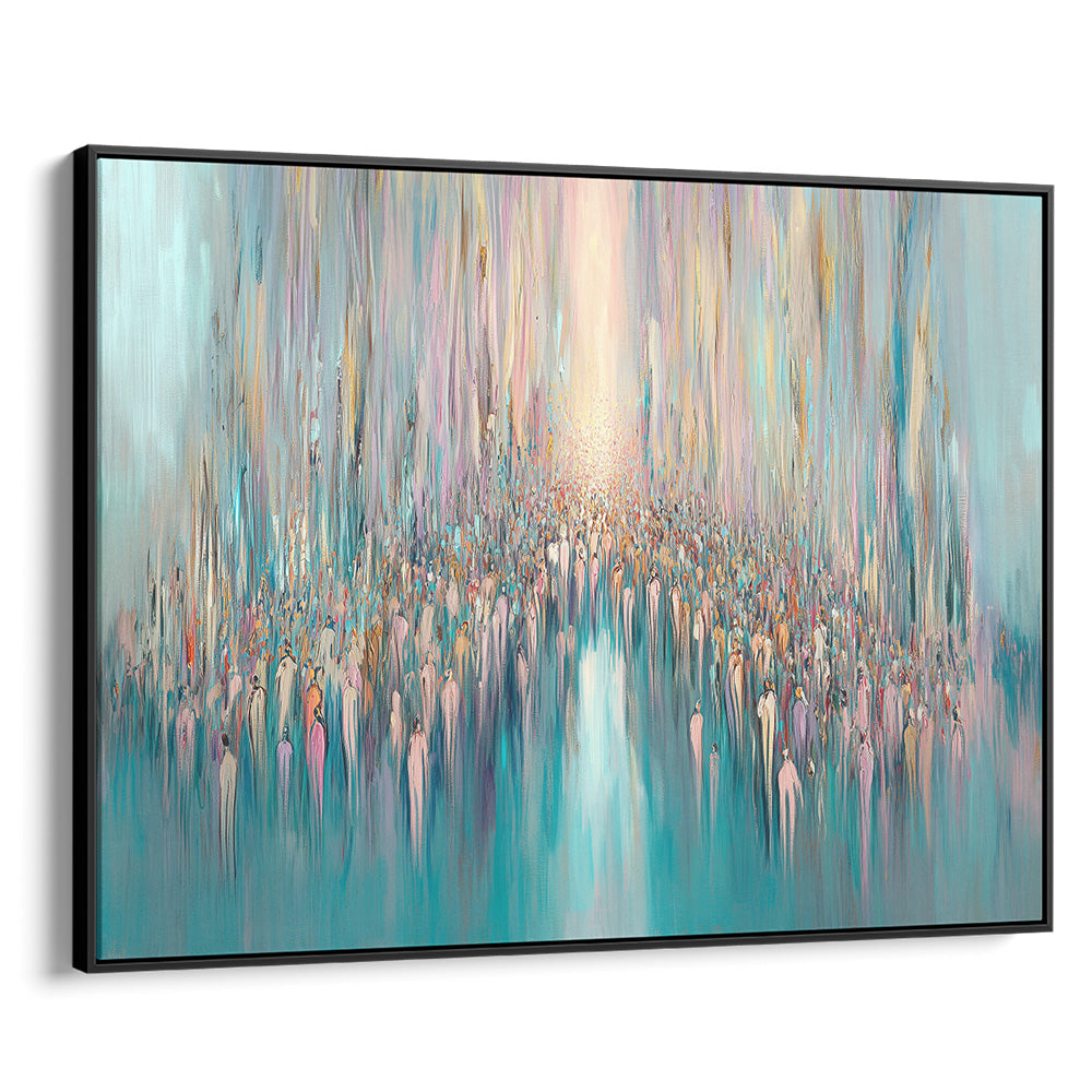 Abstract painting depicting Jewish sea crossing, vibrant colors, contemporary Judaica wall art, ideal Hebrew decor.