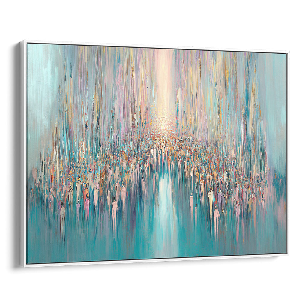 Abstract contemporary Jewish art depicting the sea crossing, ideal for Hebrew wall decor and religious Judaica prints.