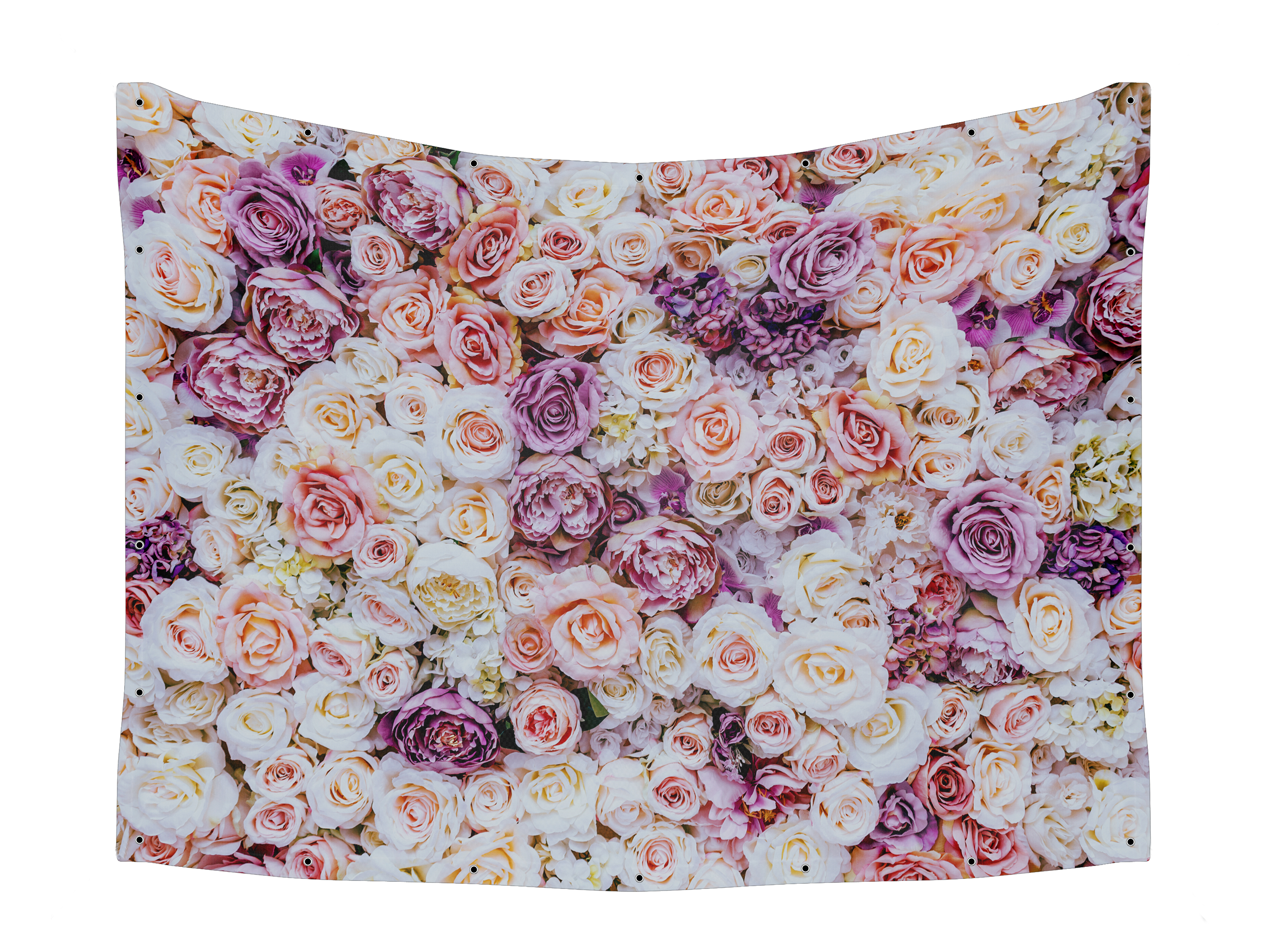 Pink and White Roses Floral Sukkah Fabric showcasing elegant rose design, UV and waterproof, ideal for a sophisticated, floral-themed Sukkah decoration.