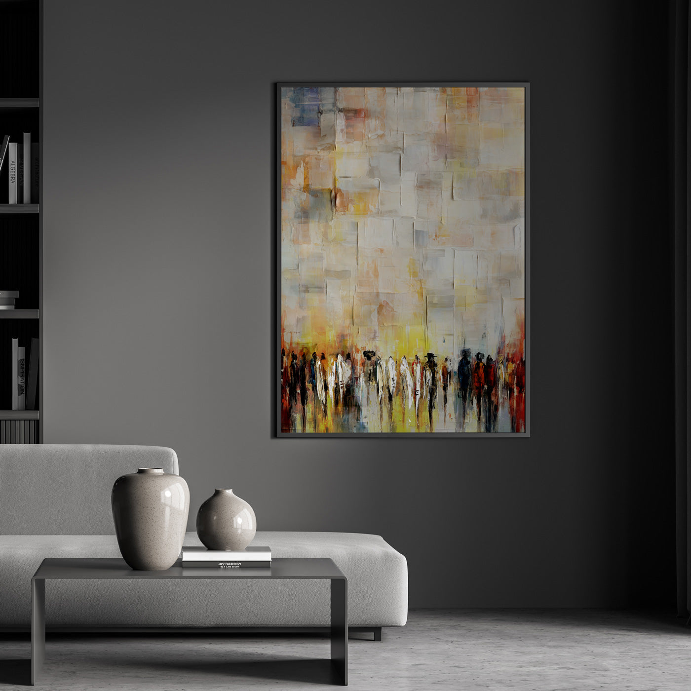 Subtle abstract art of the Western Wall by Avigdor Ben-Ari, perfect for Jewish-themed home decor.