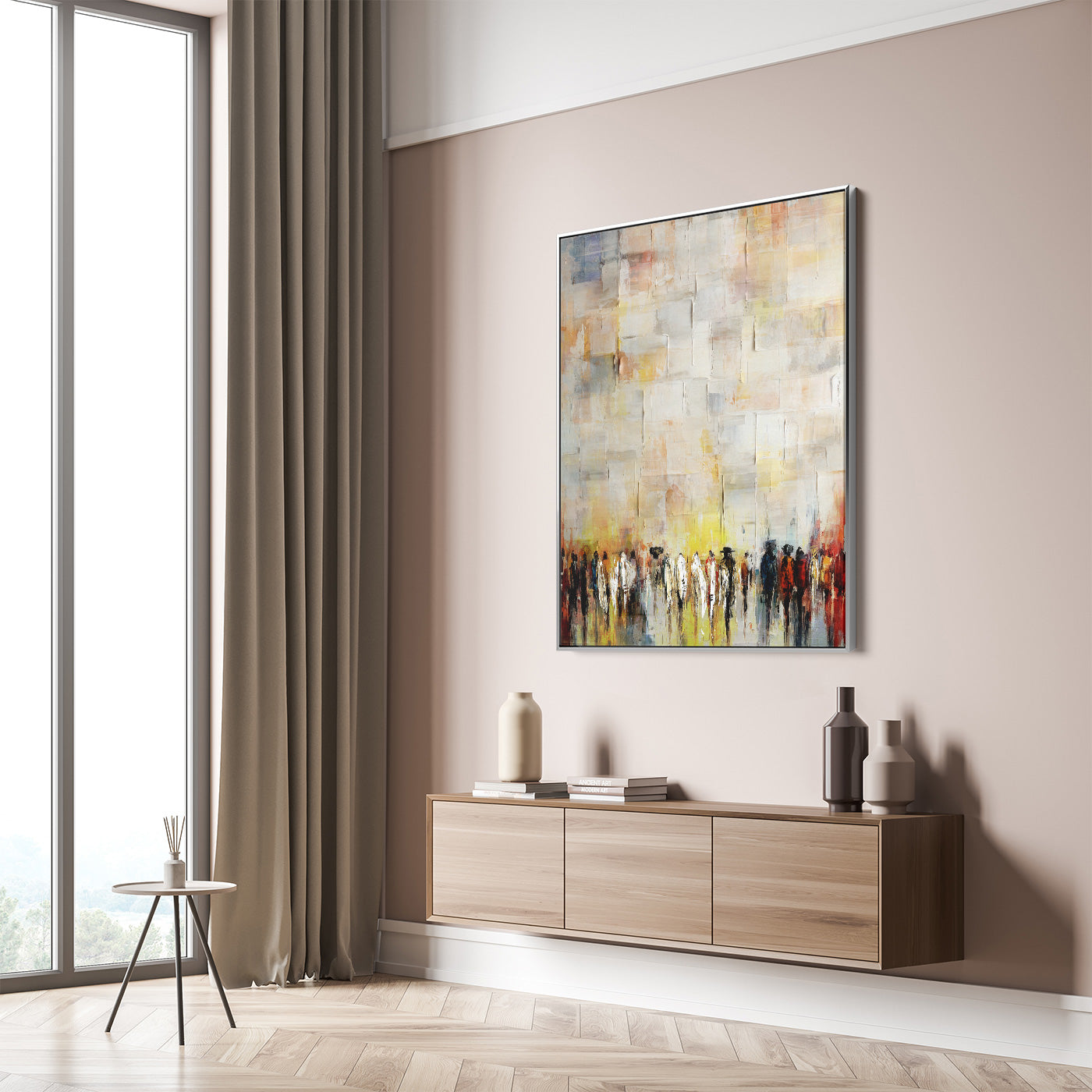 Abstract art by Avigdor Ben-Ari depicting Western Wall, enhancing Jewish-themed religious home decor.