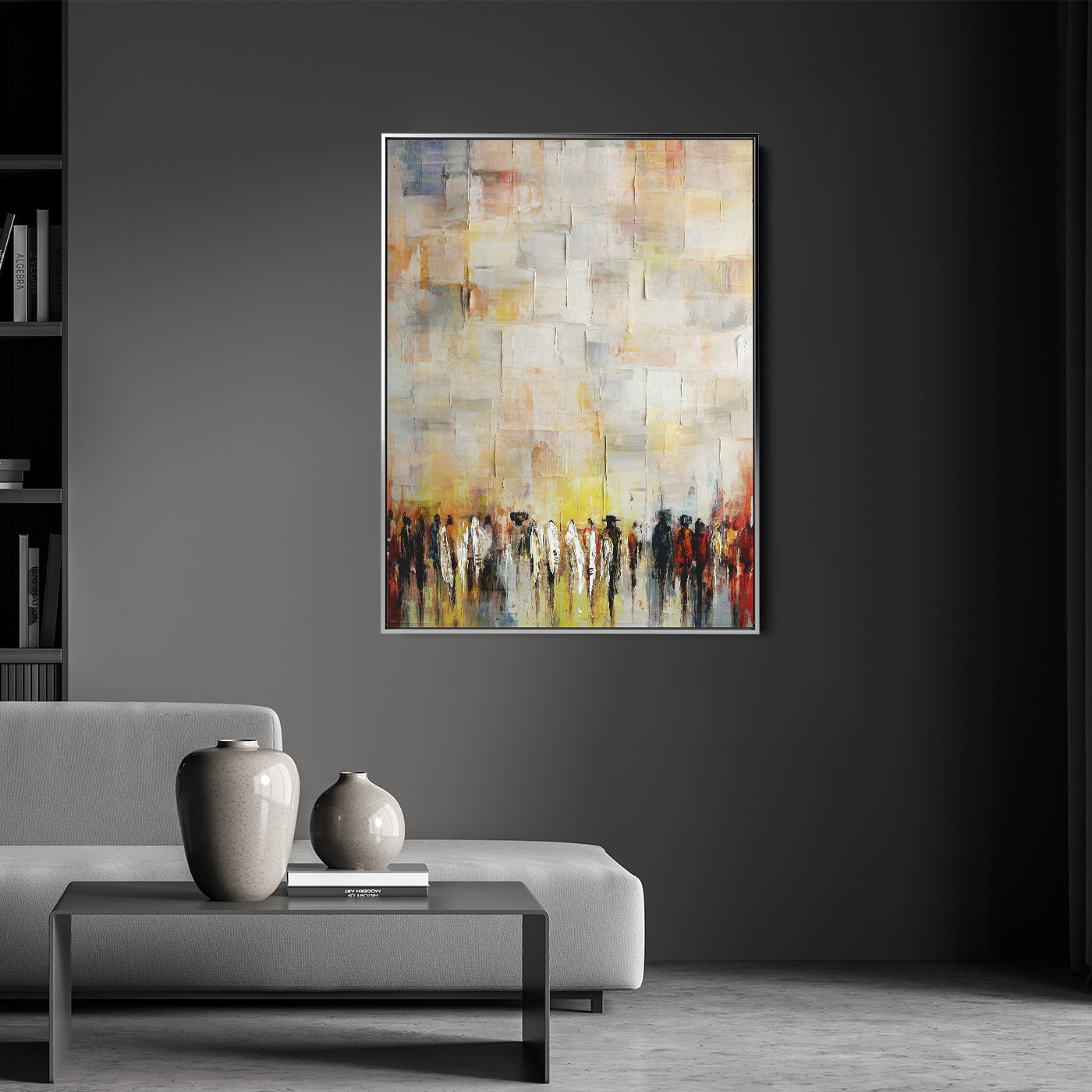 Subtle abstract art depicting Western Wall, ideal for Jewish-themed home decor, by artist Avigdor Ben-Ari.